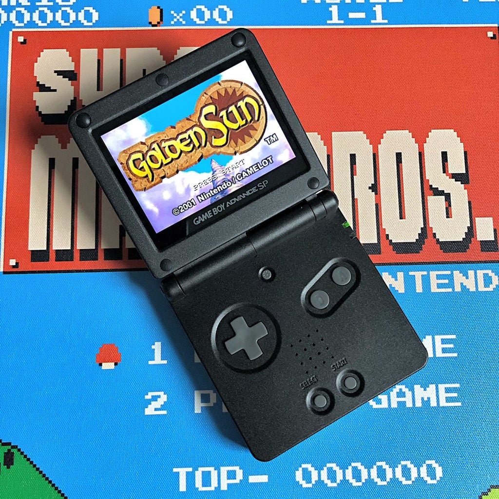 Console Nintendo Game Boy Advance SP nera con schermo retroilluminato IPS V2 ags-101