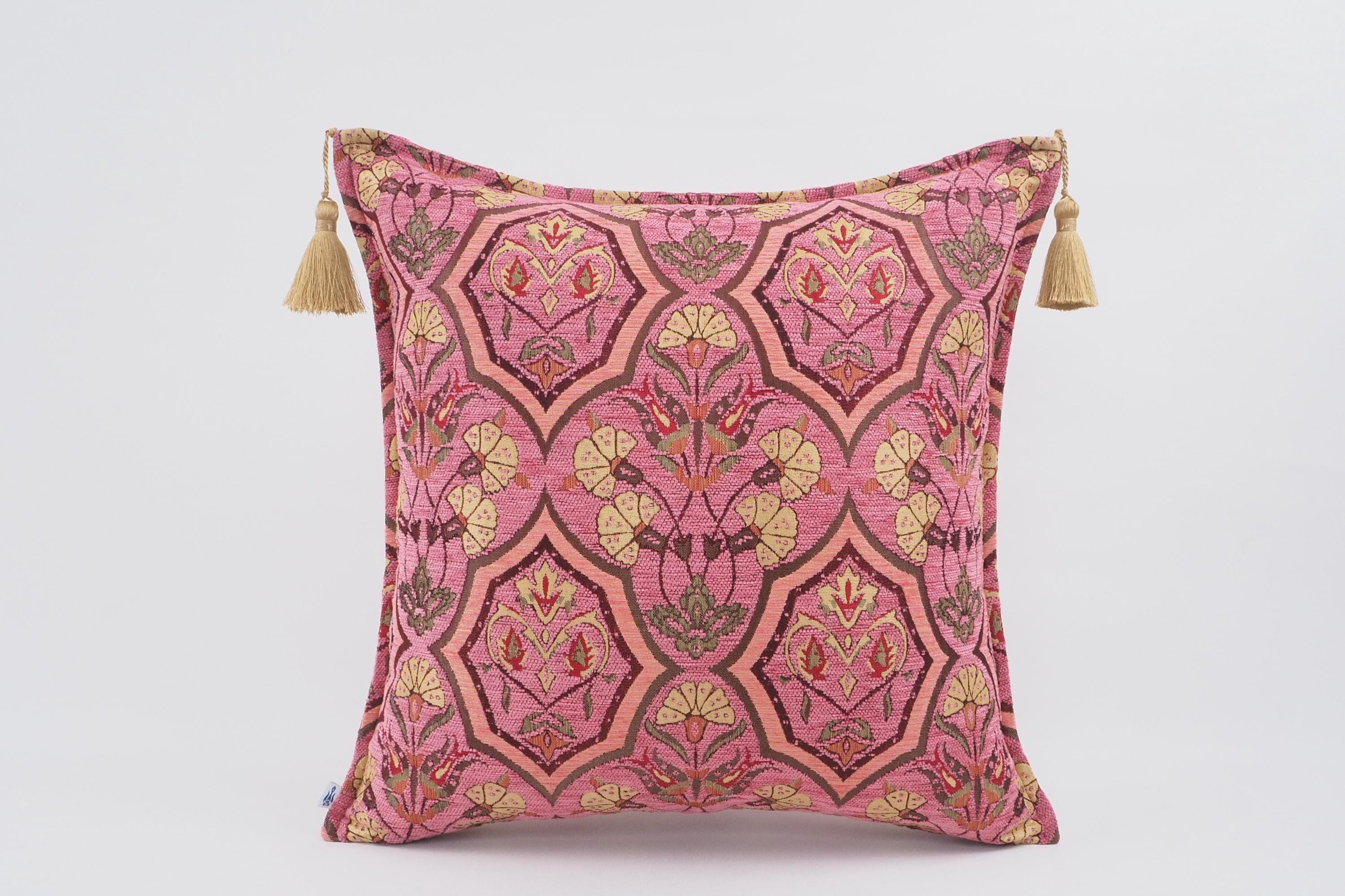 Cuscino in tessuto 20x20, cuscino in tessuto, cuscino in tessuto con motivo a garofano rosa pallido, cuscino turco, cuscino boho, cuscino decorativo,