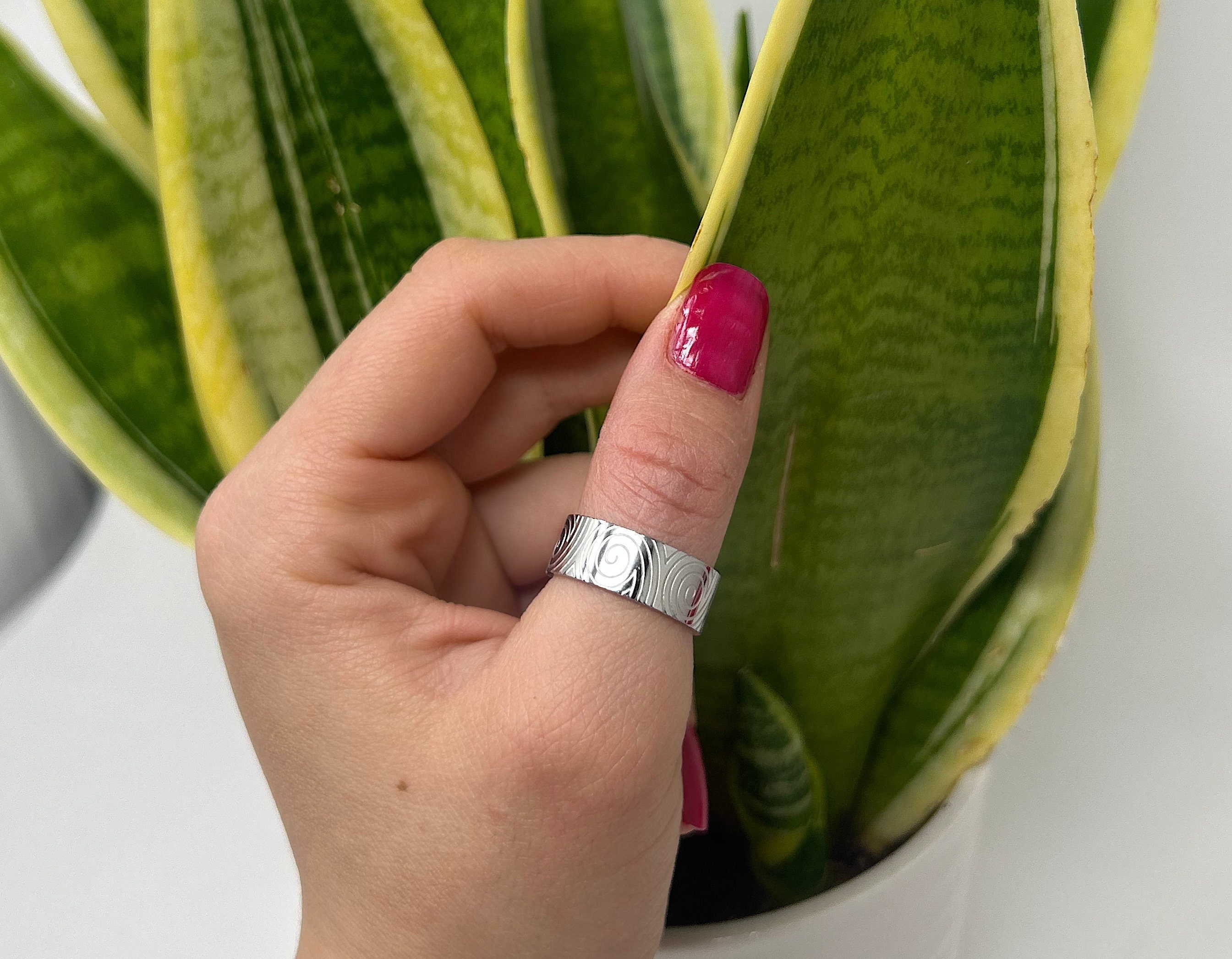 Anello in acciaio inossidabile, anello importante, anello a spirale, anello a spirale, anello spesso, anello massiccio, anello boho, anello in argento