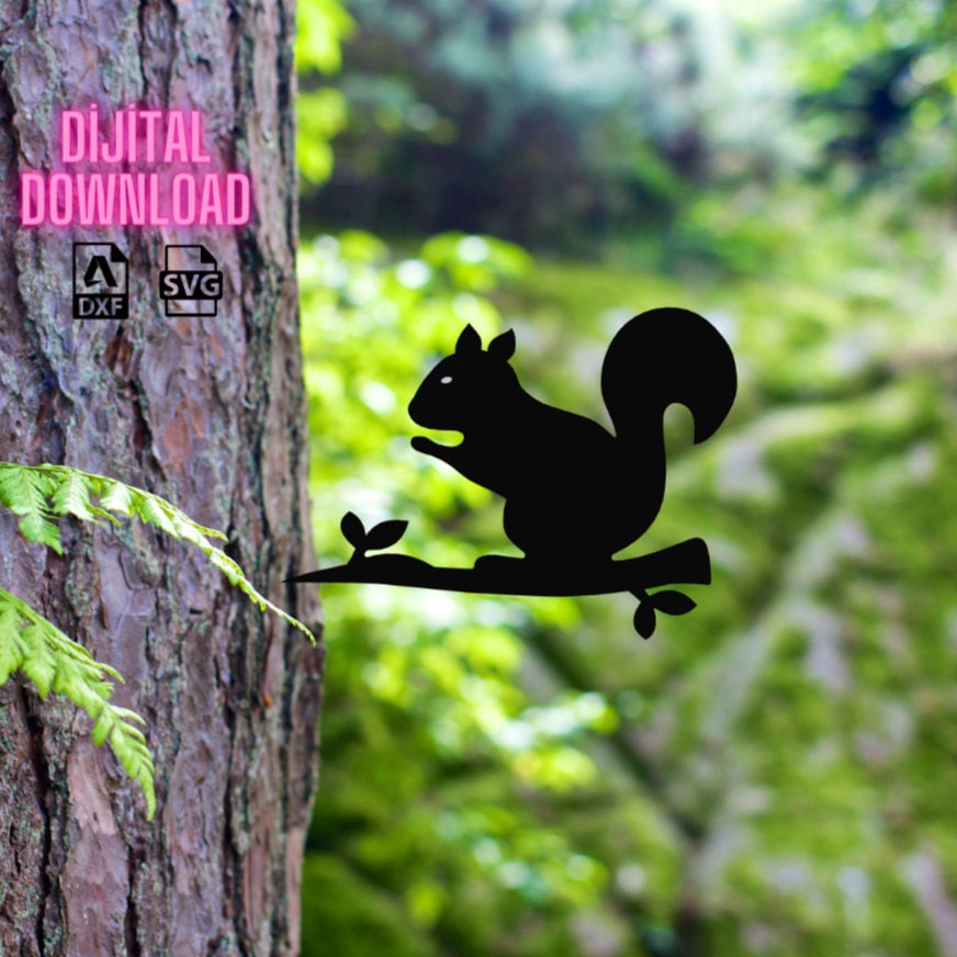 Squirrel Tree Stakes Dxf Svg File di taglio laser / file dxf per plasma / file dxf di arte del giardino / file dxf di pali da giardino / file dxf al p