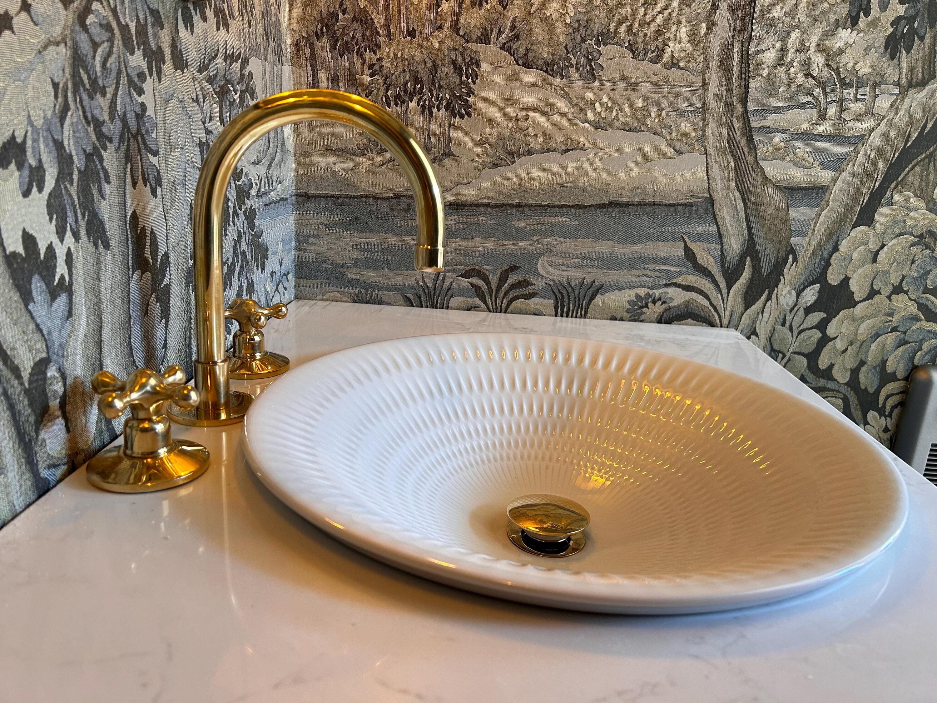 Mobile bagno in ottone non laccato, rubinetto a 3 fori, rubinetto da piano, rubinetto da bagno in ottone, rubinetto per mobile, lavabo a 3 fori