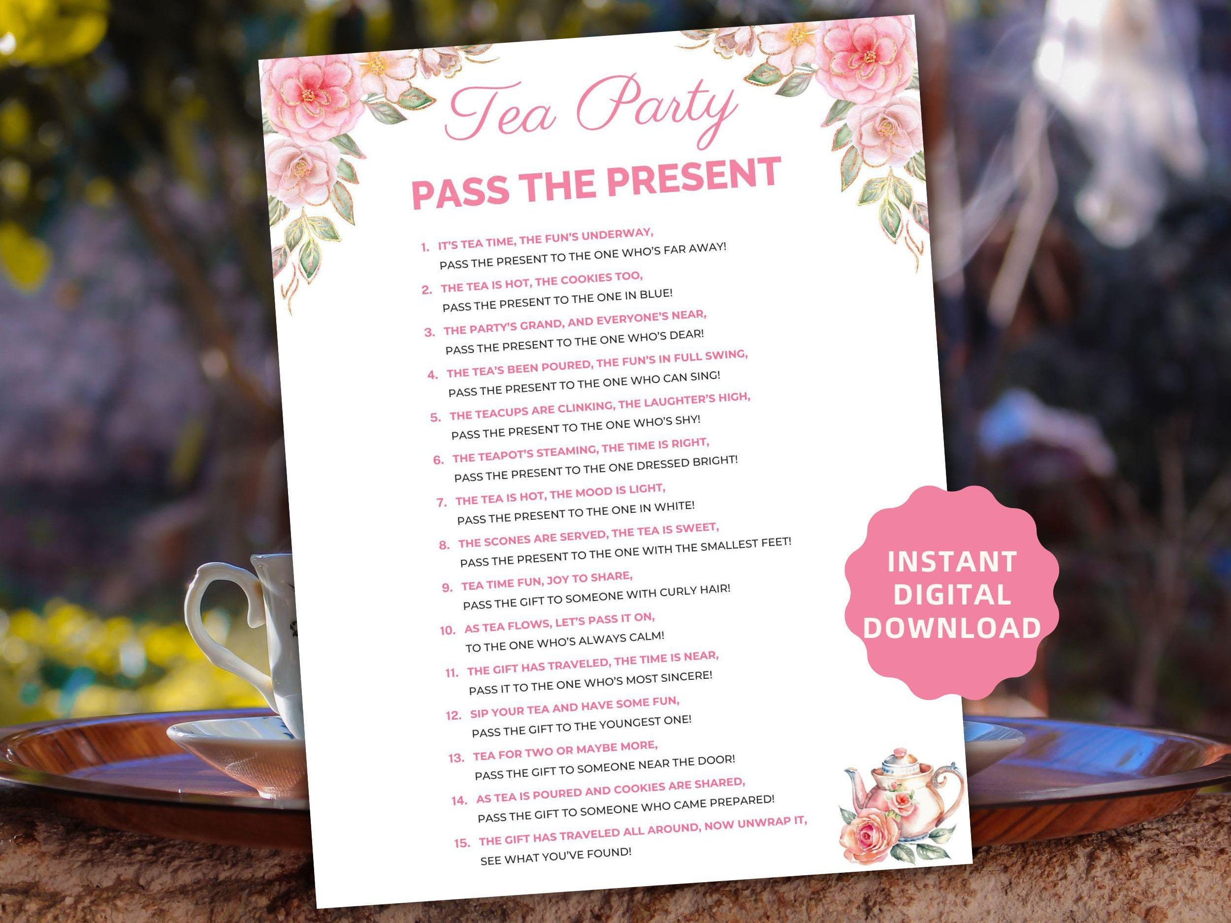 "Gioco del Tea Party \"Passa il Premio\", Gioco del Tea Party \"Passa il Premio\", Gioco del Tea Party \"Passa il Regalo\", Poesia del Tea Party \"Passa il Re"