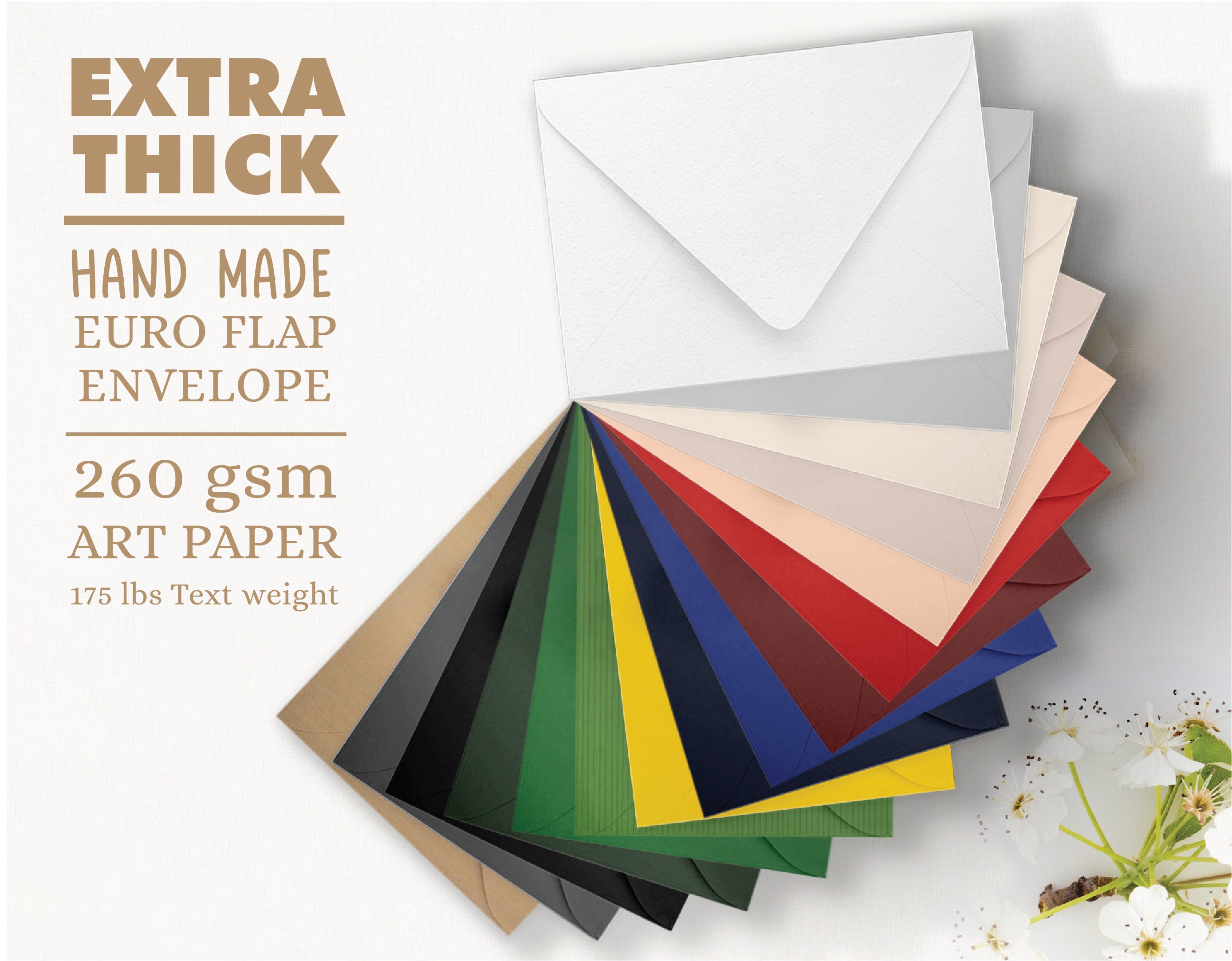 Buste per inviti di nozze, Buste con lembo Euro A7 extra spesse, Busta 5x7, Buste colorate, Buste testurizzate, Buste Kraft