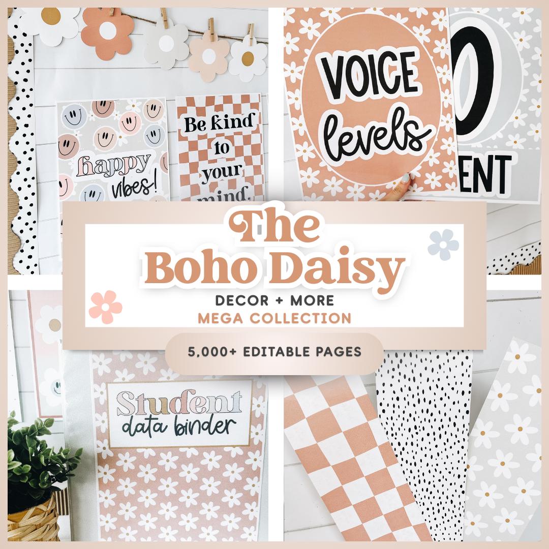Pacchetto di decorazioni per l'aula Boho / Tema per l'aula Daisy / Decorazioni per l'aula Pastello / Tema per l'aula di decorazioni Neutre