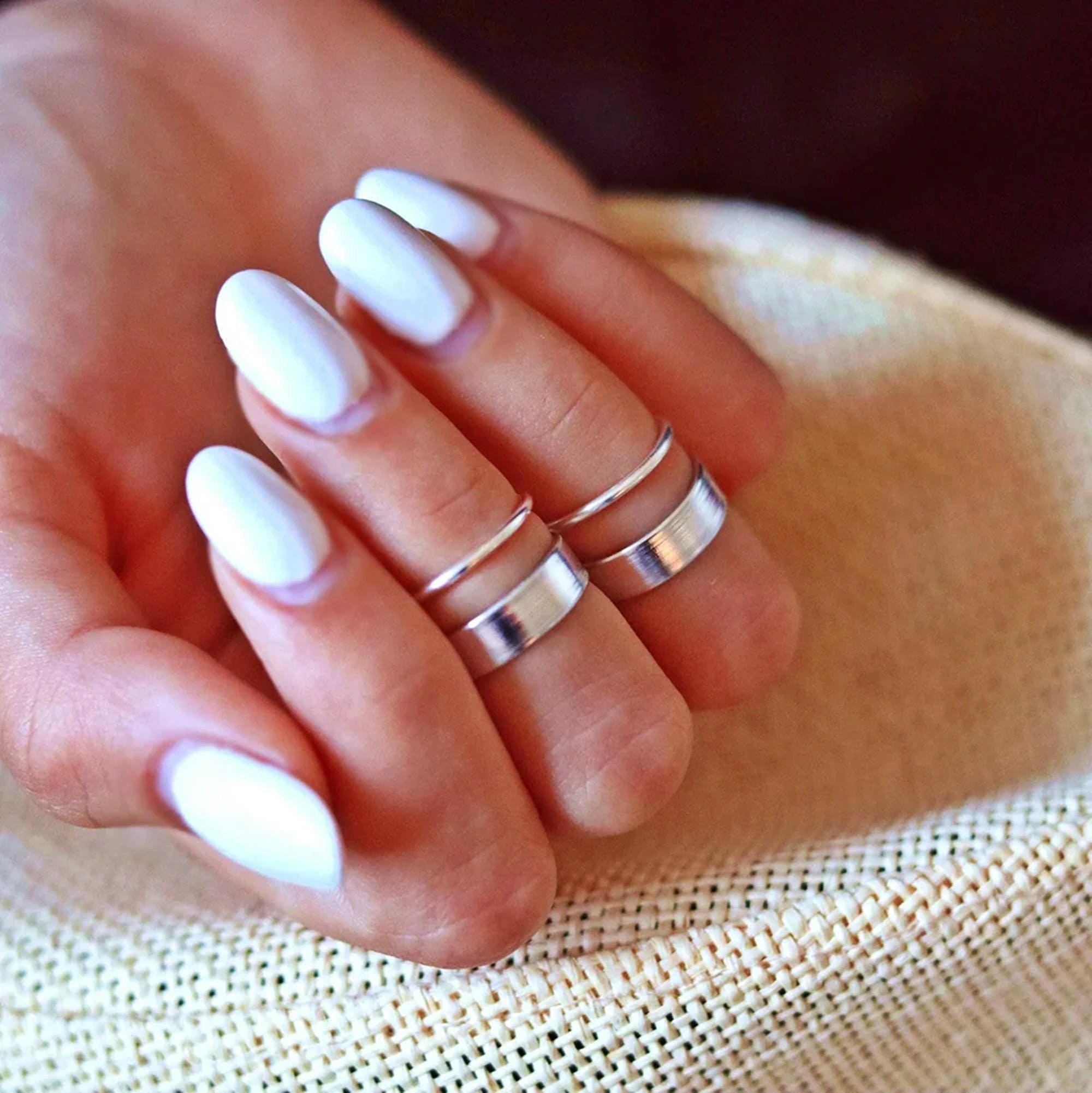 Anello Midi Impilabile - Anello Nocca in Argento - Set di Anelli Impilabili - Anello in Argento - Anelli - Anello Nocca Medio - Set di 4 Anelli Impila