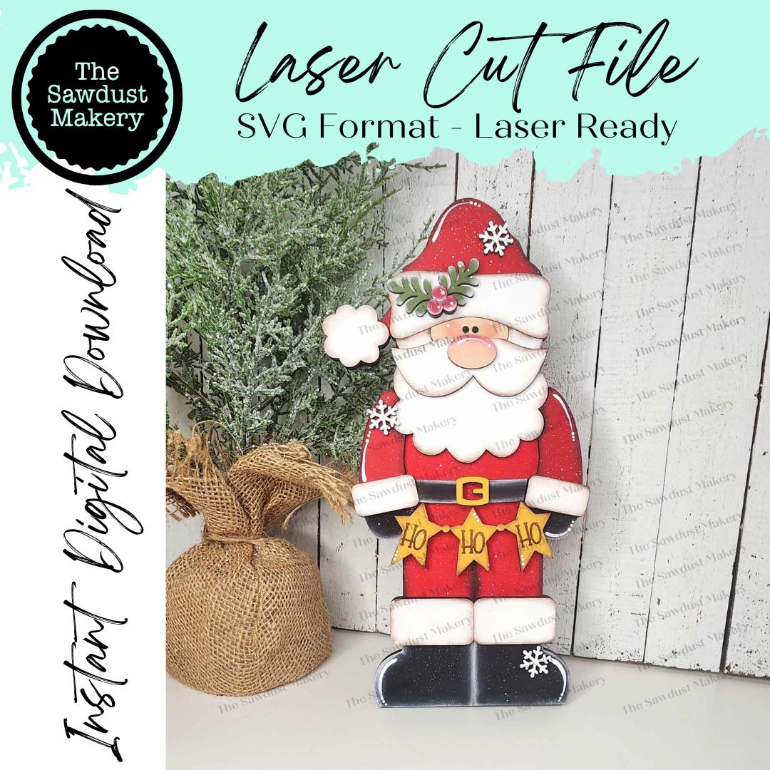 Babbo Natale in piedi Shelf Sitter Natale File SVG / File tagliato al laser / Babbo Natale Ho Ho Ho SVG / Babbo Natale SVG / Babbo Natale Laser Svg