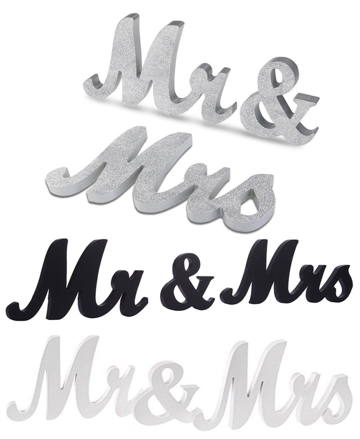 Mr and Mrs Sign Silver, White, or Black Wedding Decorations Newlyweds Wedding Head Table Centerpiece Sweetheart Table Decor