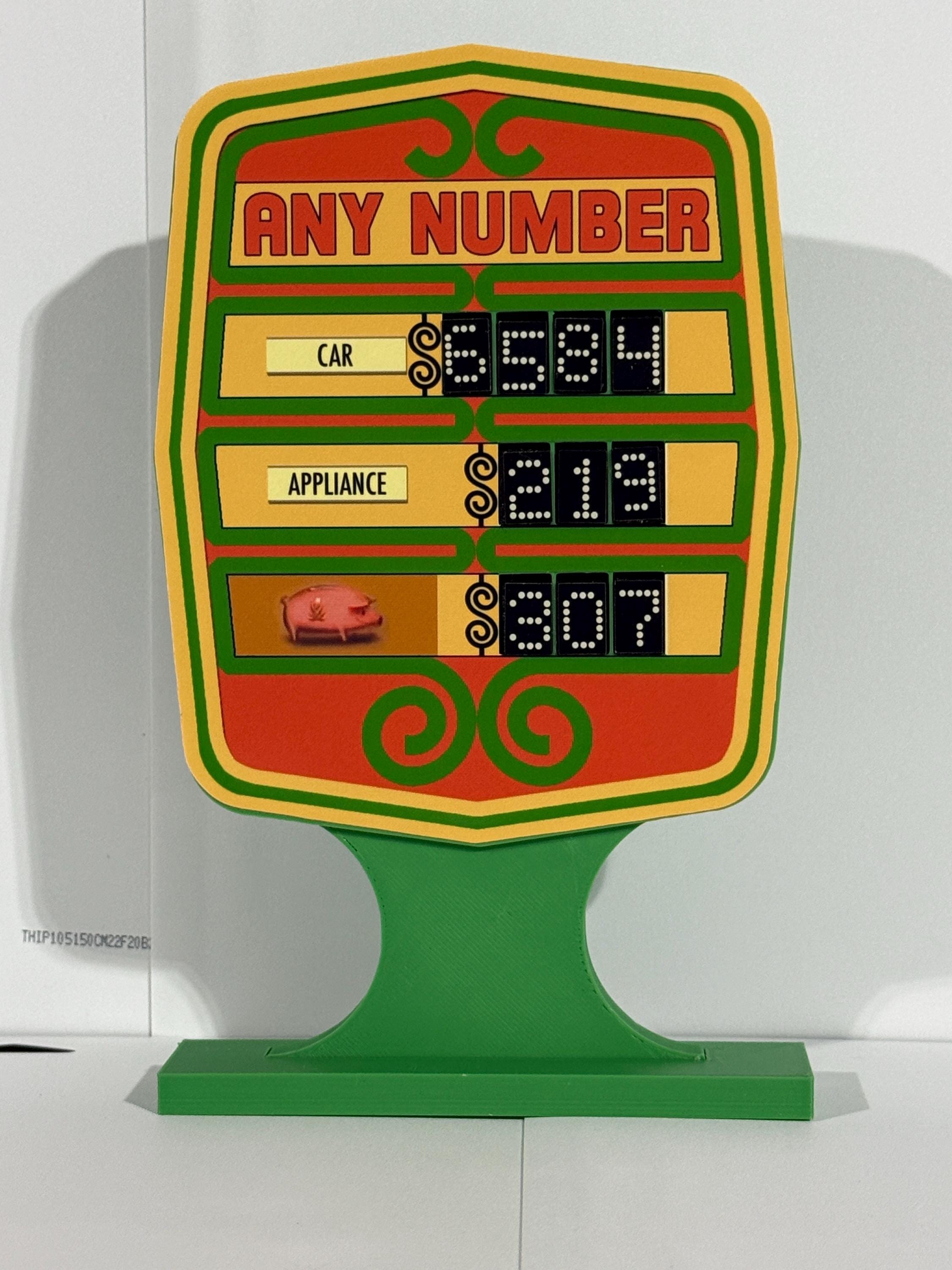 "Il prezzo è giusto Gioco di determinazione dei prezzi \"qualsiasi numero\" dei primi anni '80 8 pollici di altezza x 5 pollici di larghezza x 1 pollice"
