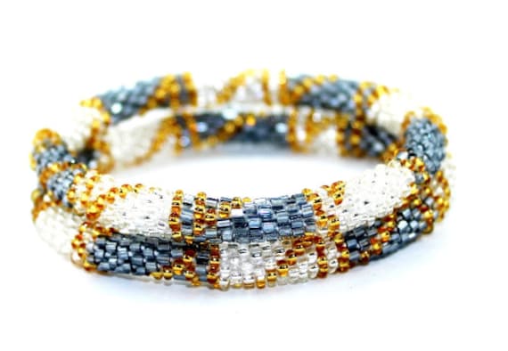 Set di braccialetti di perline / Braccialetti di perline / Duo di braccialetti all'uncinetto / Braccialetti di perline di vetro / Braccialetto nepales