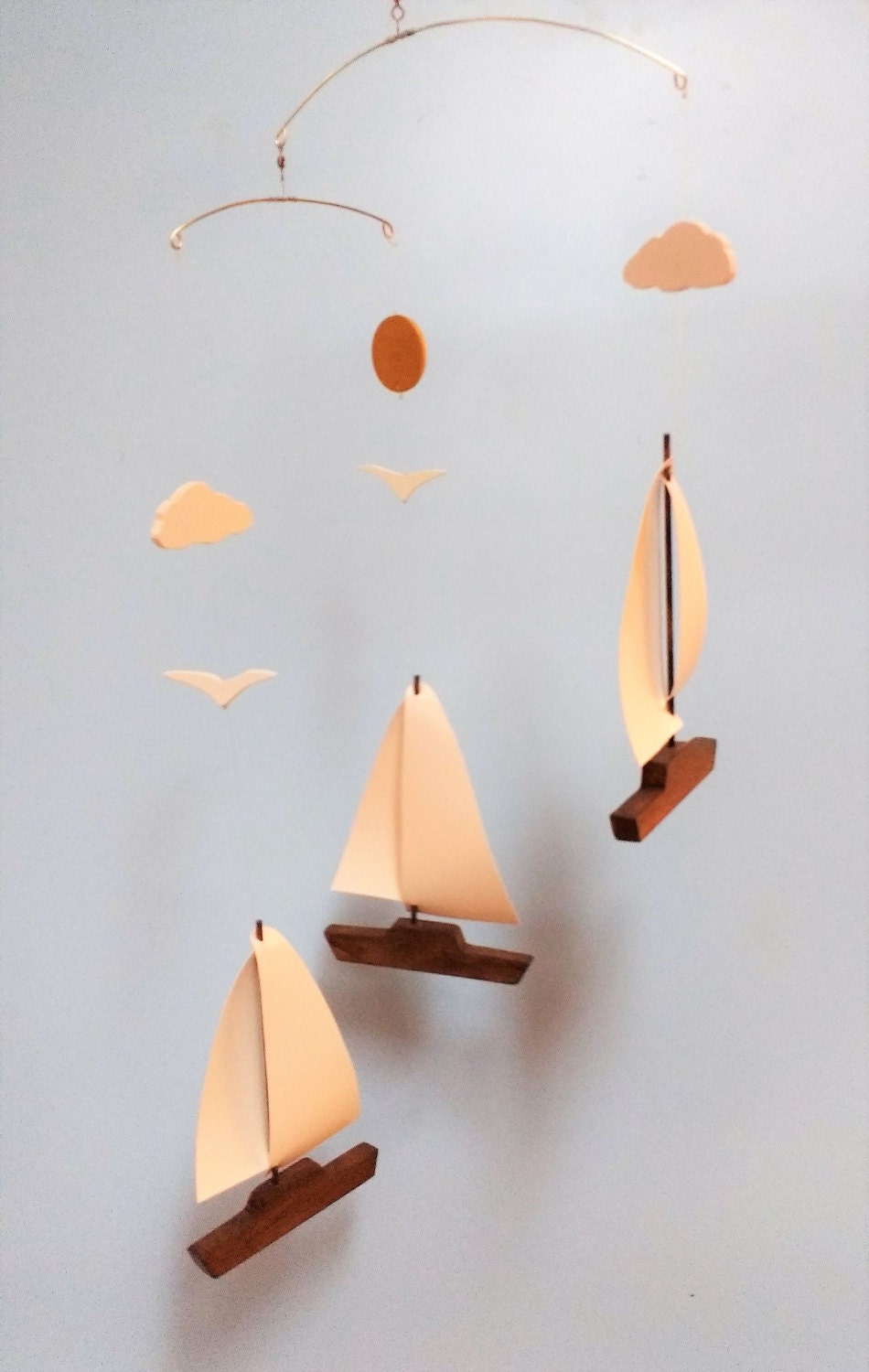 Mobile a forma di barca a vela-Y30, Mobile per neonati, Barca a vela, Vela, Gabbiani, Nuvole, Sole, Decorazione a forma di barca a vela, Mobile, Regal