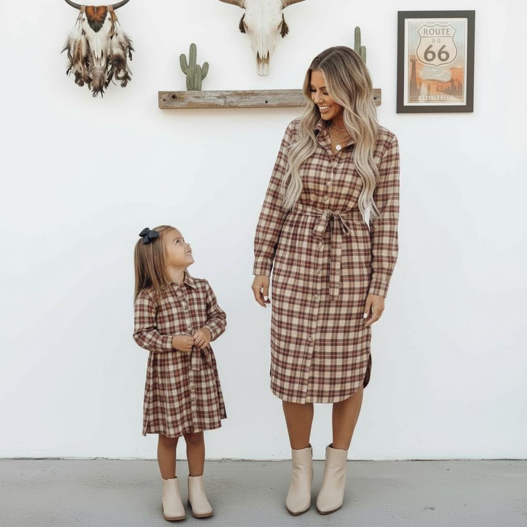 Ringraziamento mamma e figlia, abiti autunnali mamma e figlia, vestito mamma e figlia, completi mamma e figlia, mamma e mini, set coordinato, madre fi