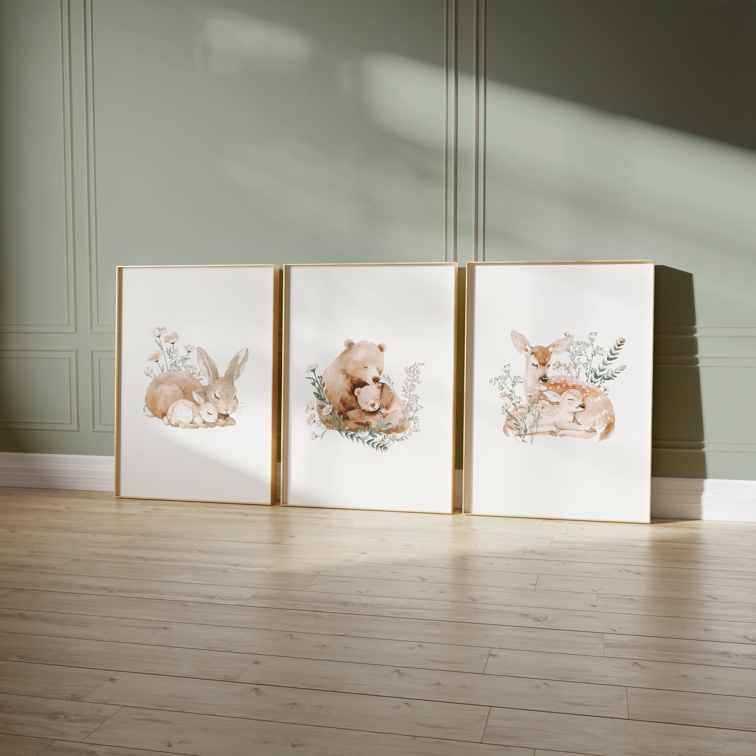 Stampe per cameretta dei bambini con tema bosco, decorazioni murali per cameretta dei bambini con tema bosco, stampe di animali del bosco, decorazioni