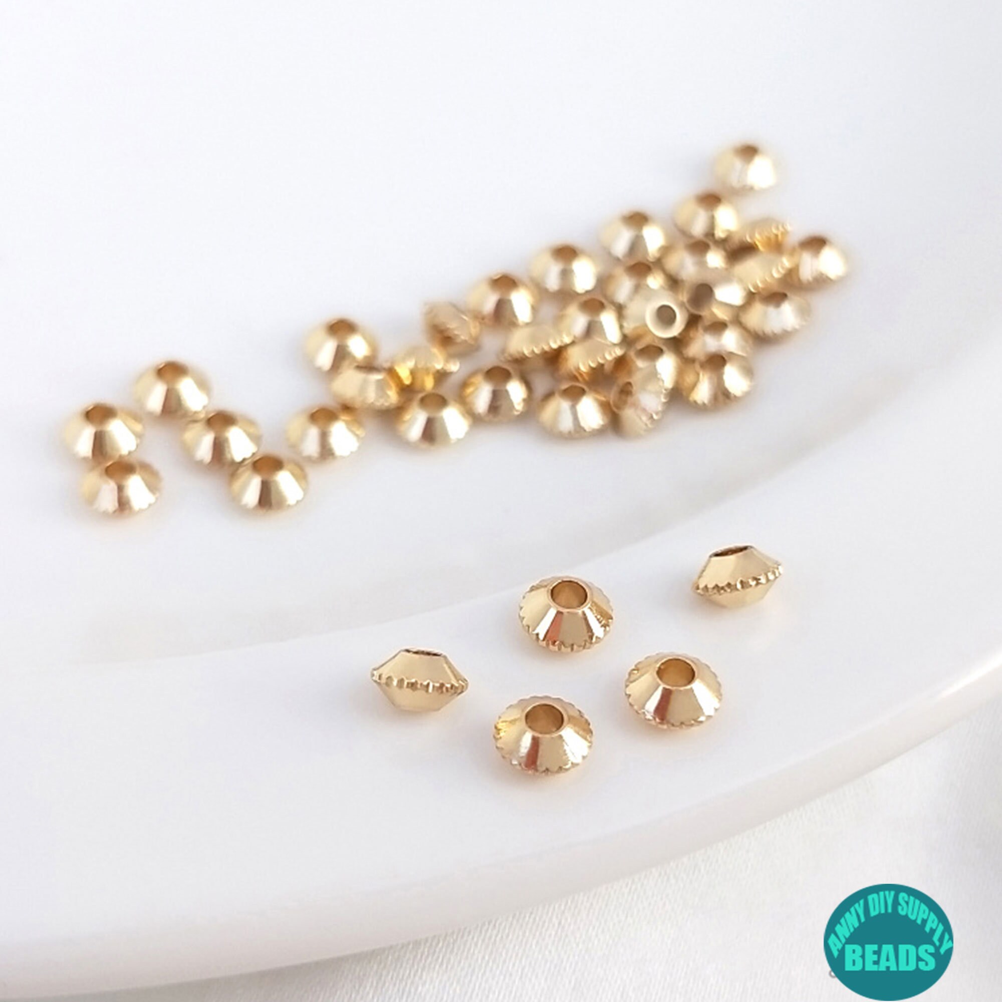 10/50/100 pezzi 4 mm Perline Rondelle placcate oro 14K, Perline distanziatrici placcate oro, Perline UFO placcate oro, Perline distanziatrici placcate