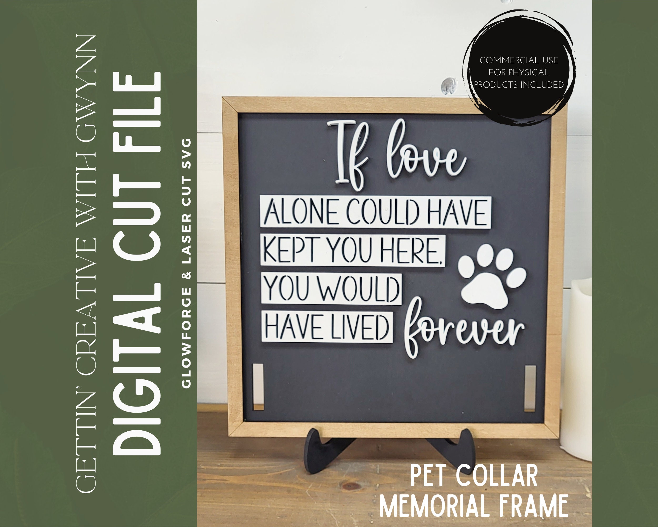 File Glowforge / File SVG Laser / Memoriale per animali SVG / Collare per cani laser SVG / File tagliato al laser / File laser per cani / File laser c