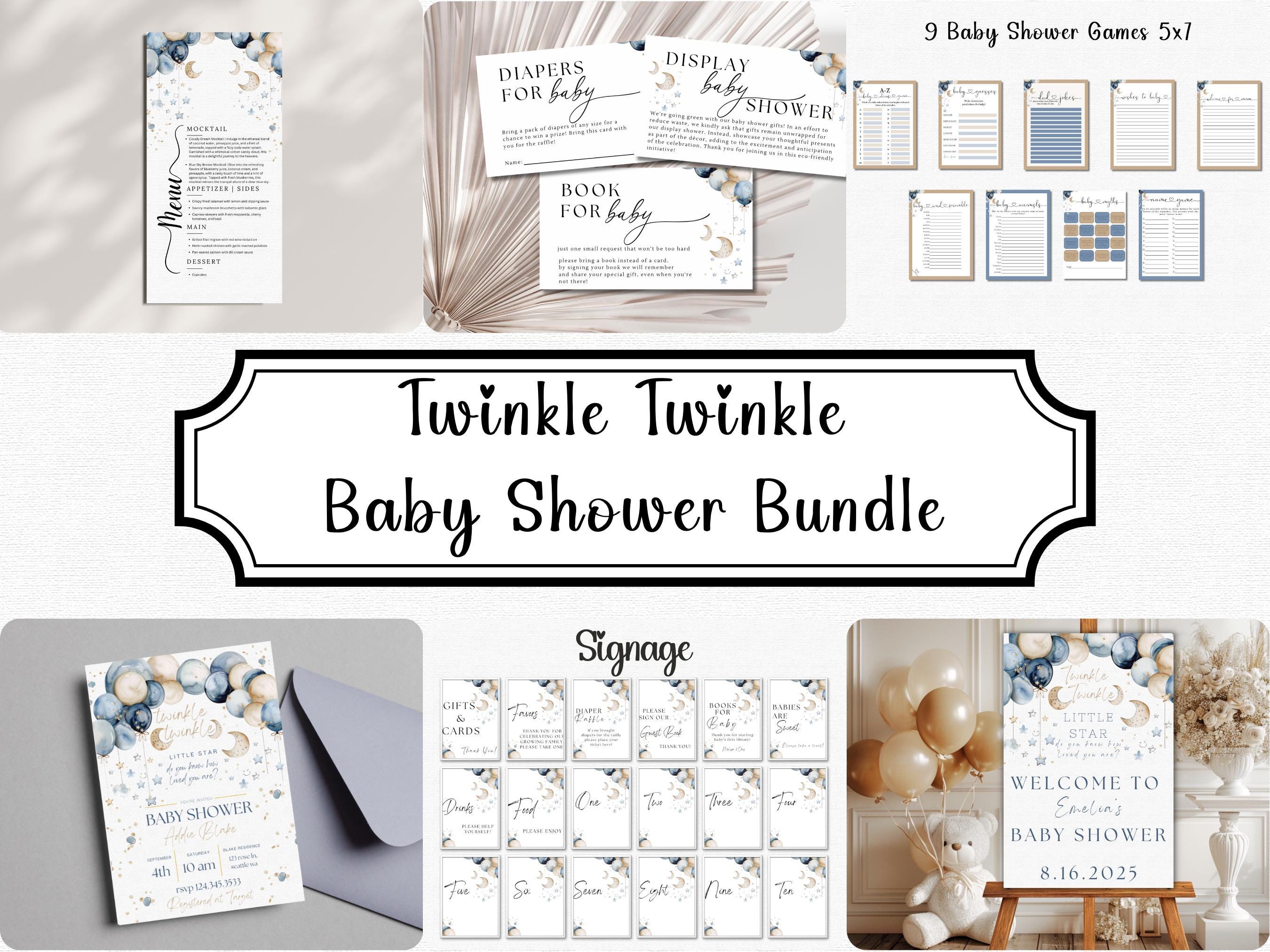 Modificabile Twinkle Twinkle Little Star Baby Shower / Pacchetto Baby Shower per bambini / Invito Baby Shower / Invito Cloud Nine / Cartello di benven