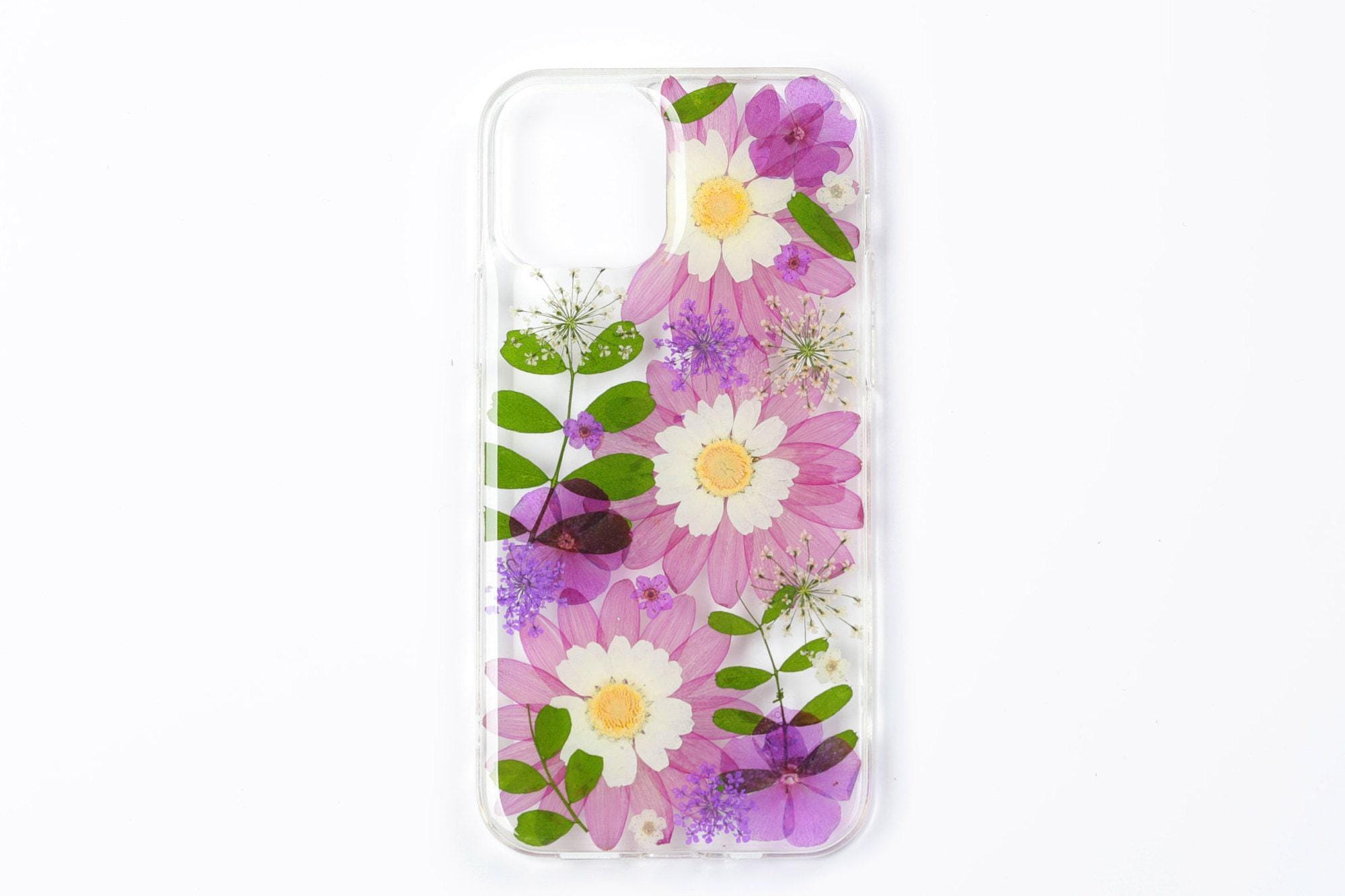 Custodia per telefono con fiori pressati secchi fatta a mano, custodia per iPhone 16 15 14 13 12 11 Pro Max SE 7 8 Plus X XR XS, custodia per Samsung