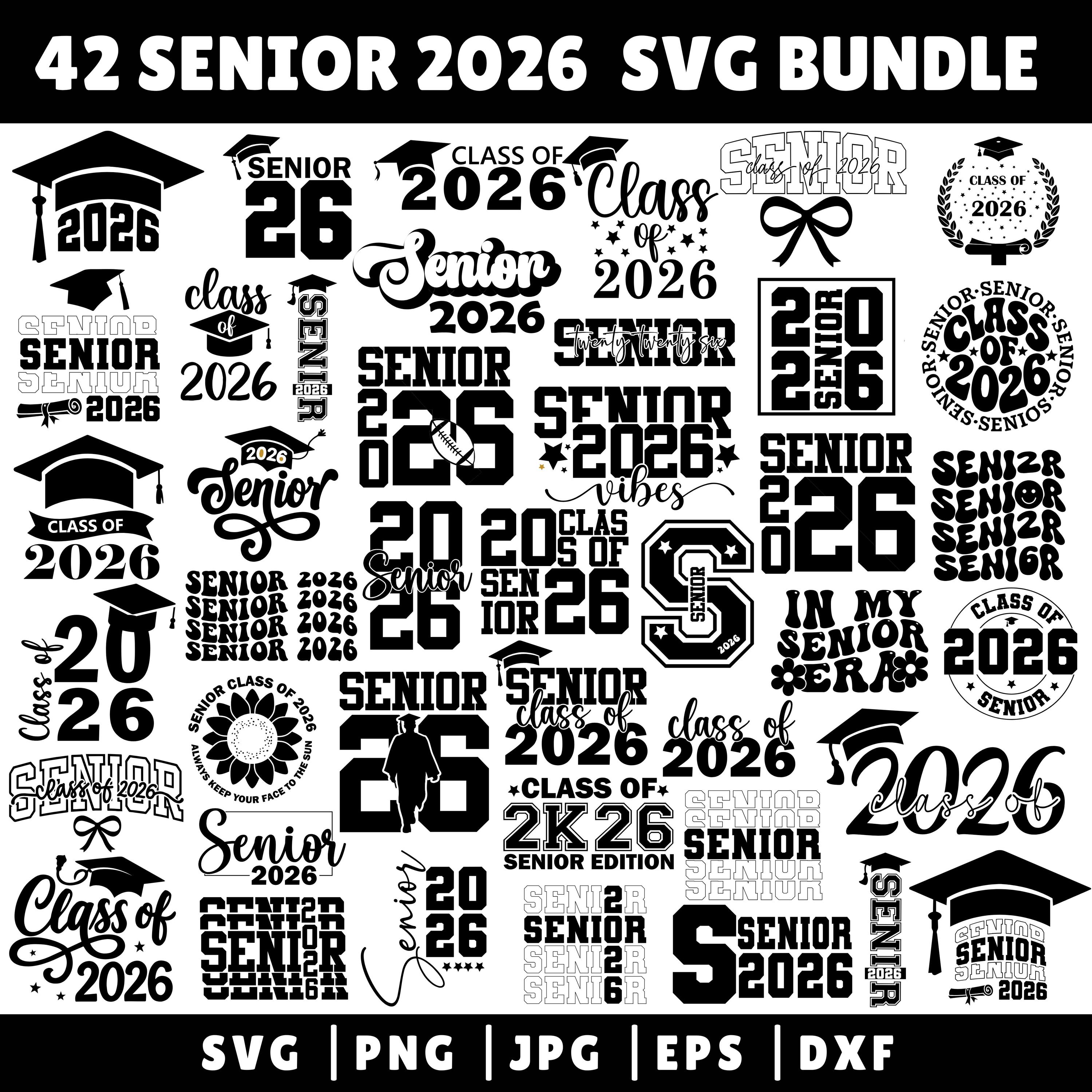 Pacchetto SVG Senior 2026, Classe 2026 SVG, SVG scuola superiore, SVG maglietta Senior 2026, SVG laurea 2026, SVG fiocco Senior Coquette, Mamma Senior