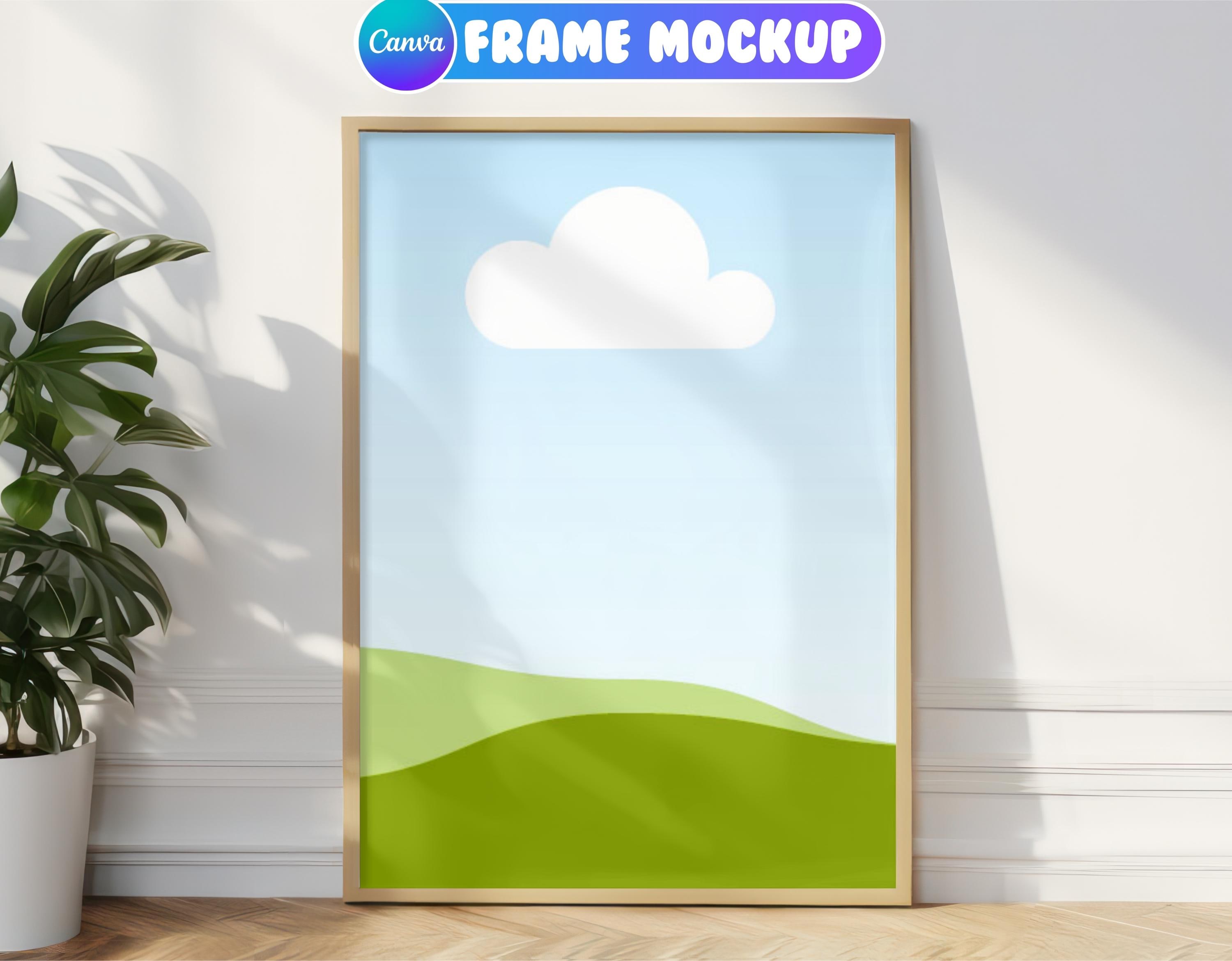 Canva Frame Mockup A4, modello trascina e rilascia, modello cornice Canva, mockup cornice vintage, mockup cornice in legno, mockup arte murale Canva