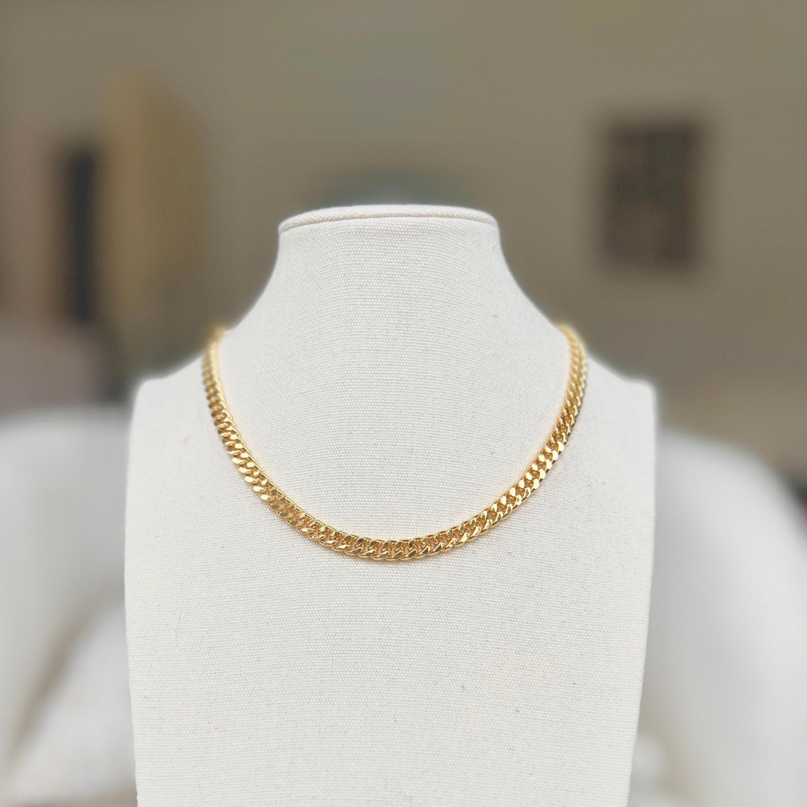 Catena cubana in oro, collana a catena a maglie riempita in oro 14k, collana a catena a maglie, collana a catena spessa, collana spessa da donna, rega