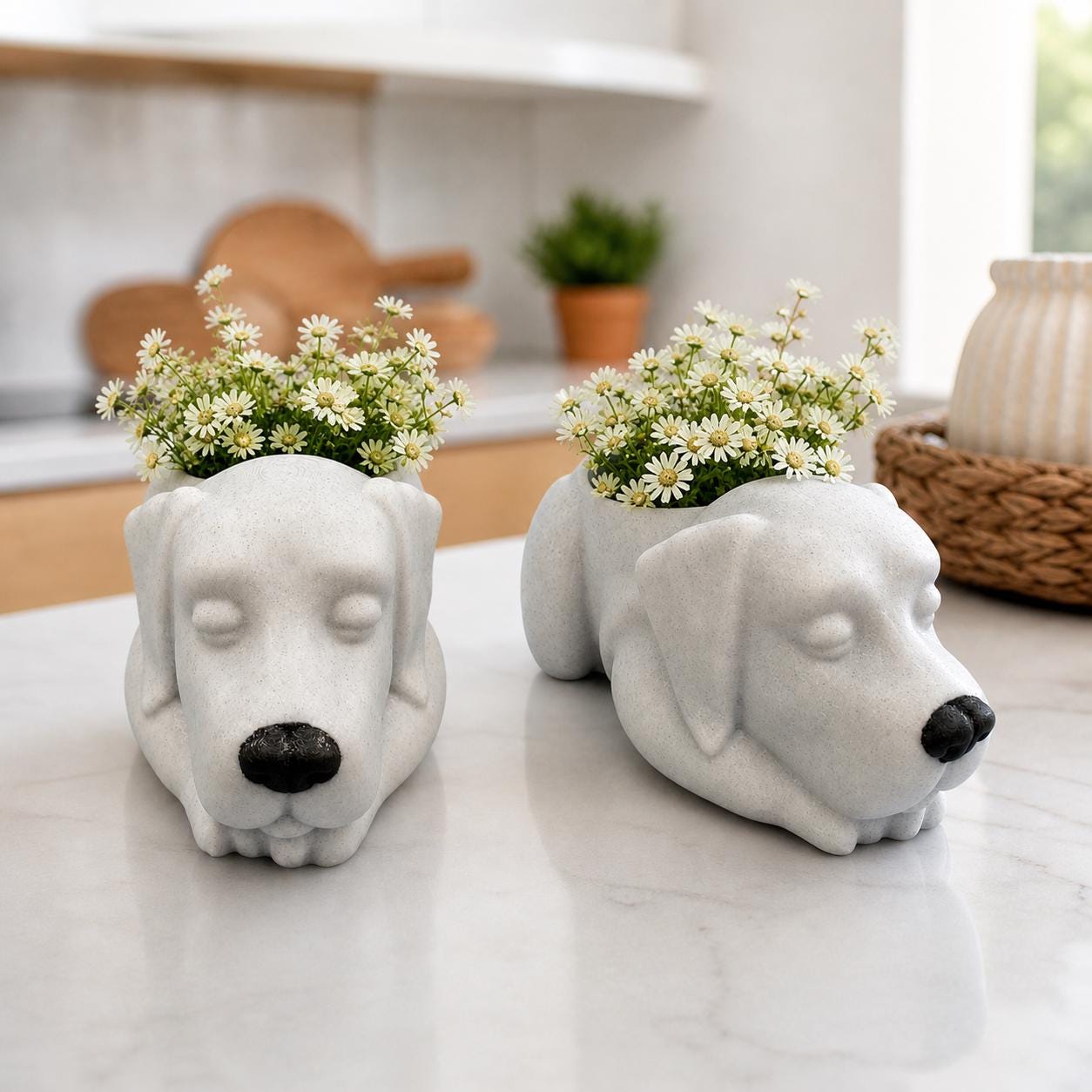 Vaso per piante a forma di Labrador addormentato, vaso per fiori a forma di cane stampato in 3D, decorazione per la casa, regalo per amanti delle pian