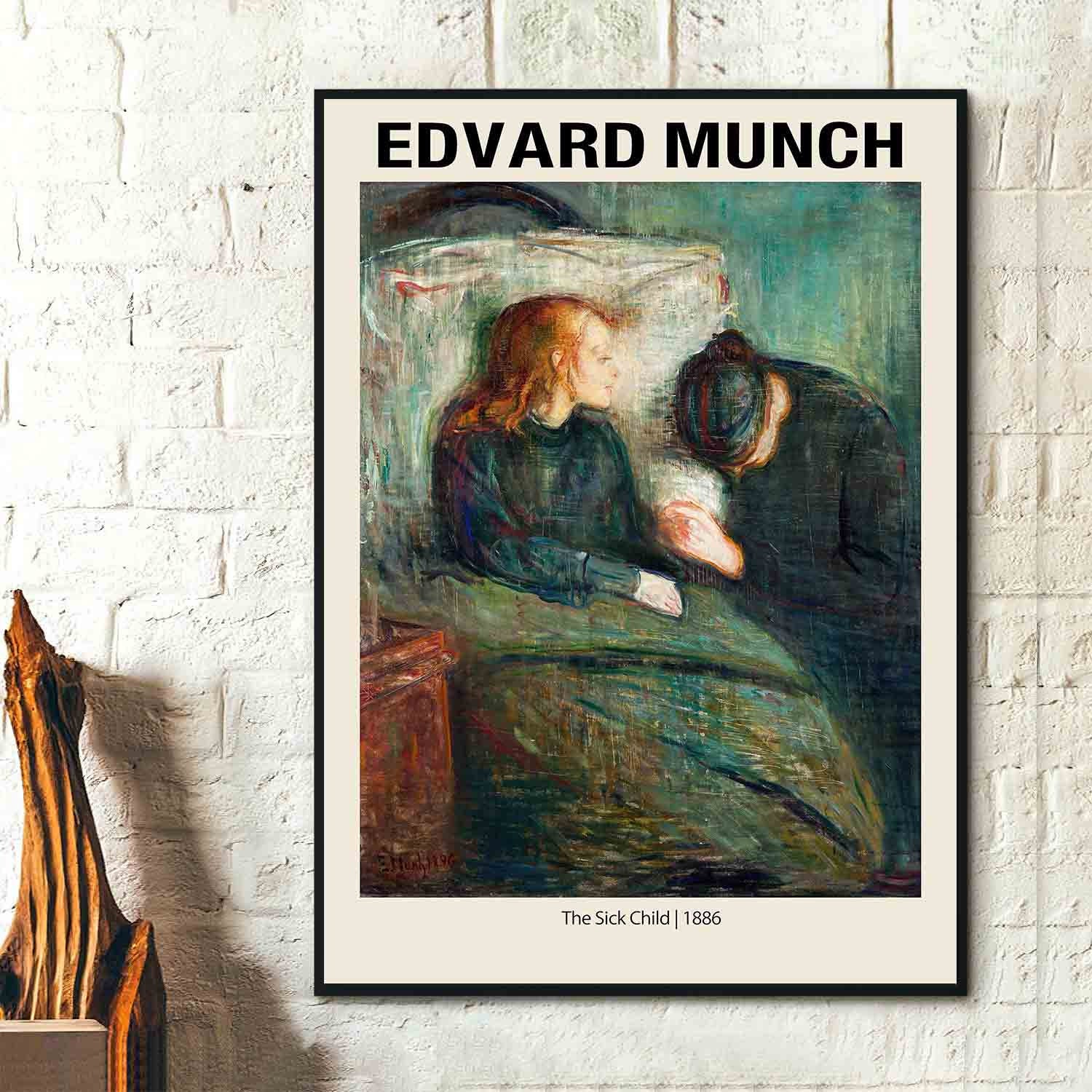 Stampa artistica di Edvard Munch - Il bambino malato 1886 - Poster di Edvard Munch, Arte della parete di Edvard Munch, Stampe del museo di stampe dell