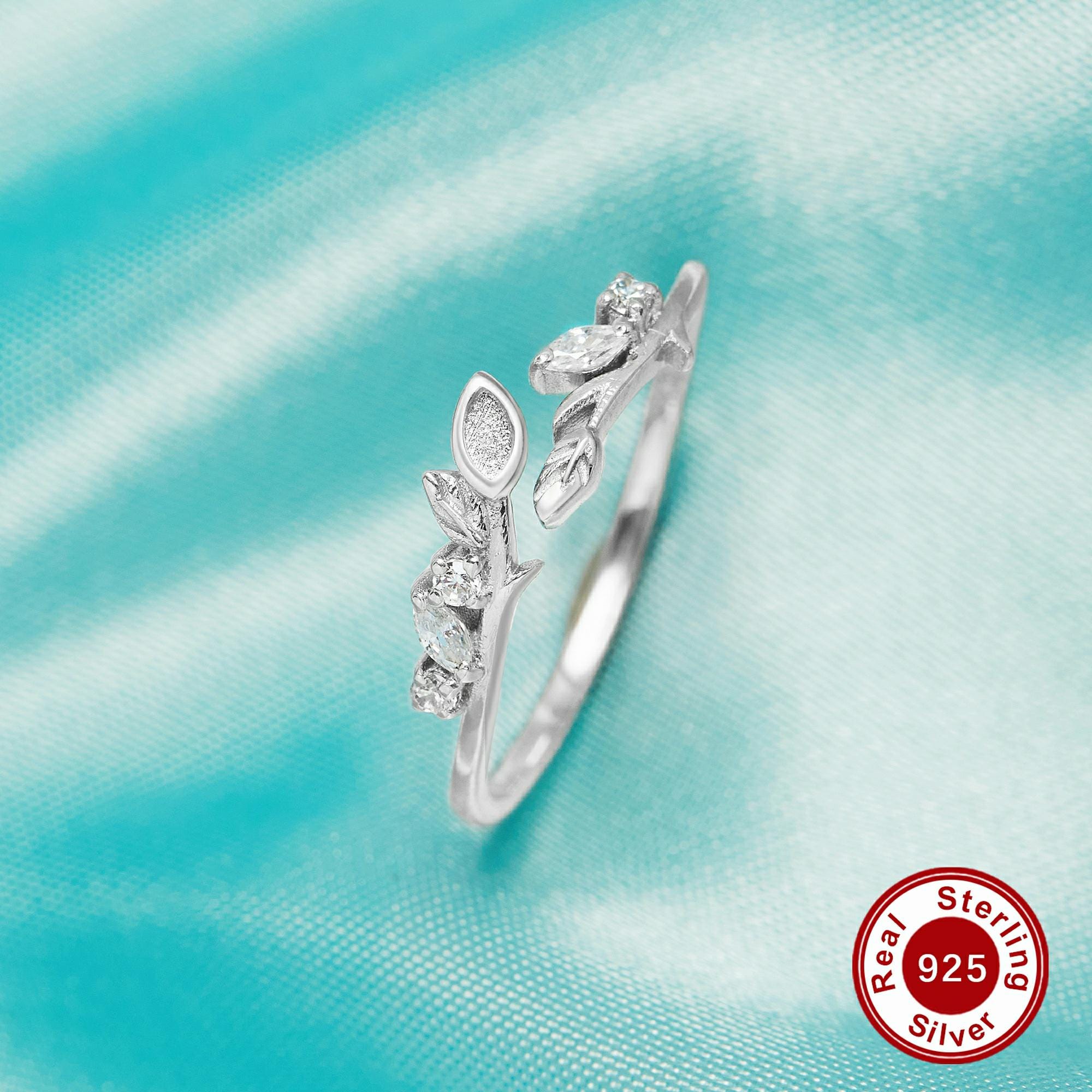 1,5 x 3 MM Keepsake latte materno in resina marquise castone anello impostazioni, ramo di albero foglia solido 925 Sterling Silver anello, fai da te a