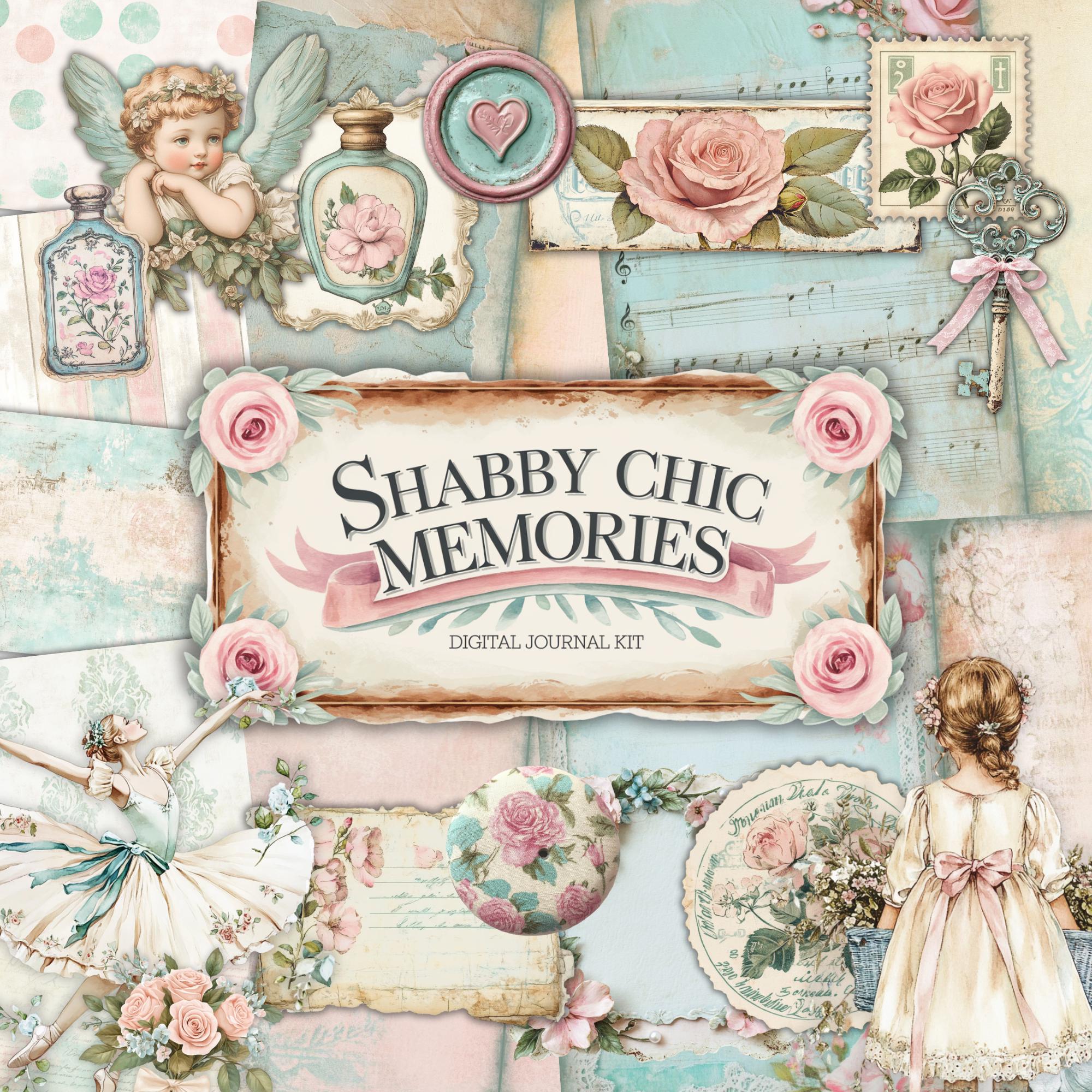 Nuovo kit per diario Shabby Chic Junk / Pagine del diario, carte, effimeri, etichette / Stampabili Shabby Chic / Kit per album / Download digitale