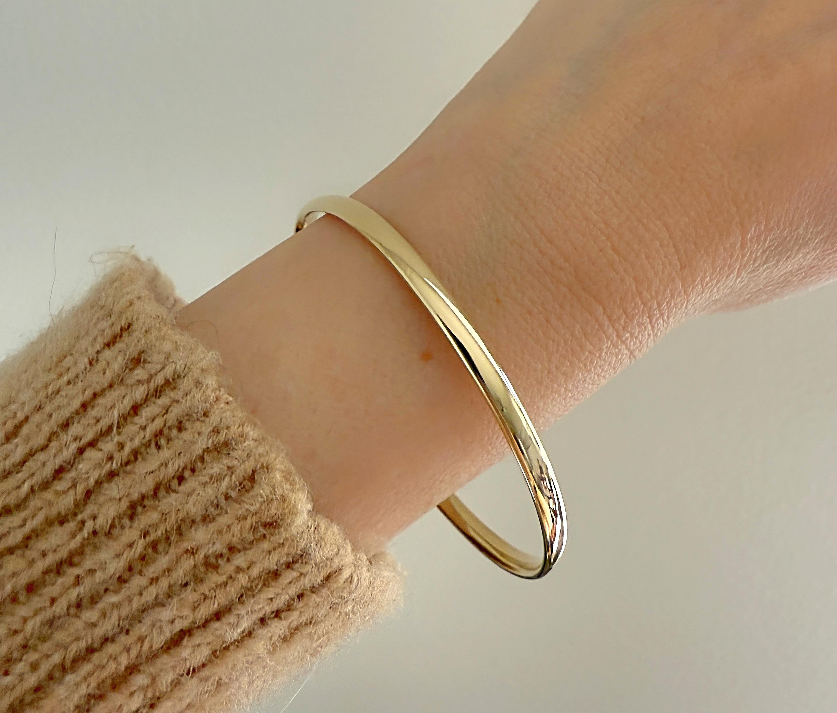 Bracciale rigido classico in oro da 4 mm/Bracciale rigido in oro 14K/Bracciale rigido semplice in oro/Bracciale rigido con cerniera/Bracciale rigido i