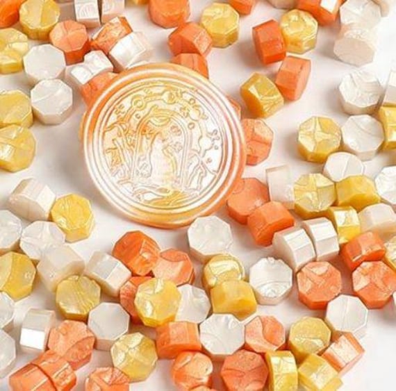100 pezzi di piccola borsa riempita con cera laccata ottagonale, cera speciale per sigilli di tenuta, perline di cera di alta qualità, perline di cera