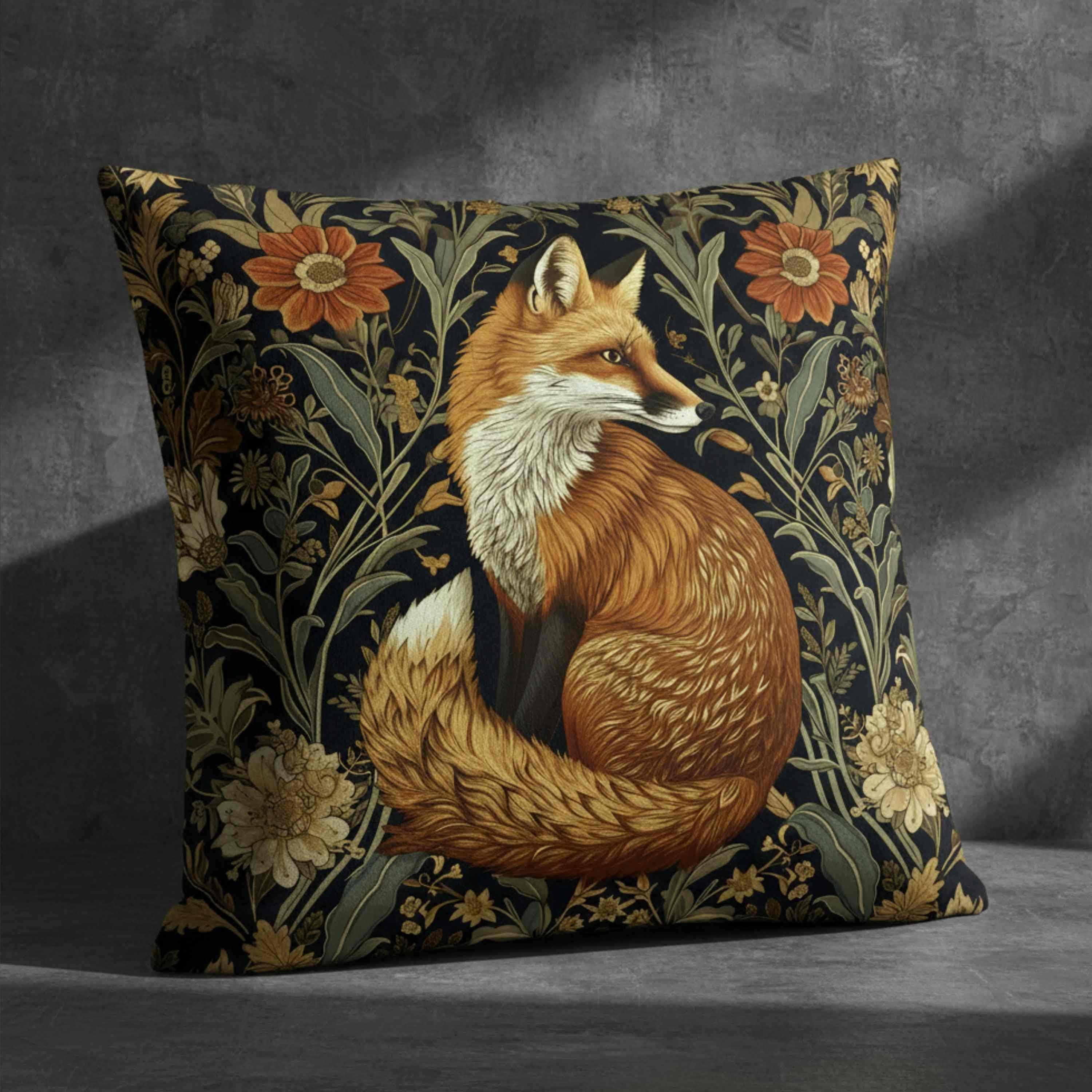 Federa per cuscino William Morris, federa per cuscino Morris Art, federa per cuscino Fox, cuscino decorativo antico ispirato a Morris, INSERTO NON INC