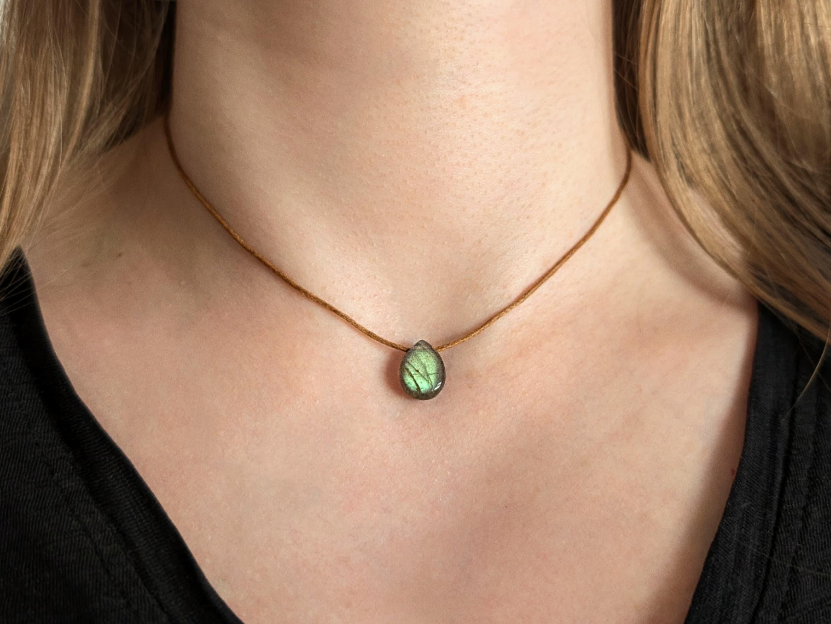 Collana di labradorite pregiata | Collana di pietre preziose con ciondolo di labradorite, girocollo in labradorite, gioielli in labradorite, collana d