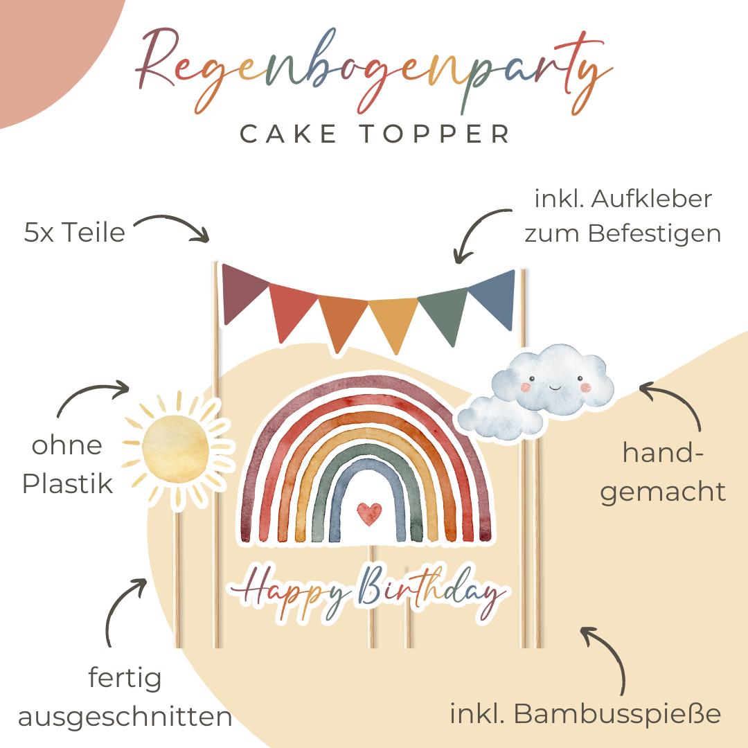 Set di toppers per torta da 5 pezzi - toppers per torta arcobaleno - toppers per torta - toppers per torta - torta di compleanno - decorazione di comp