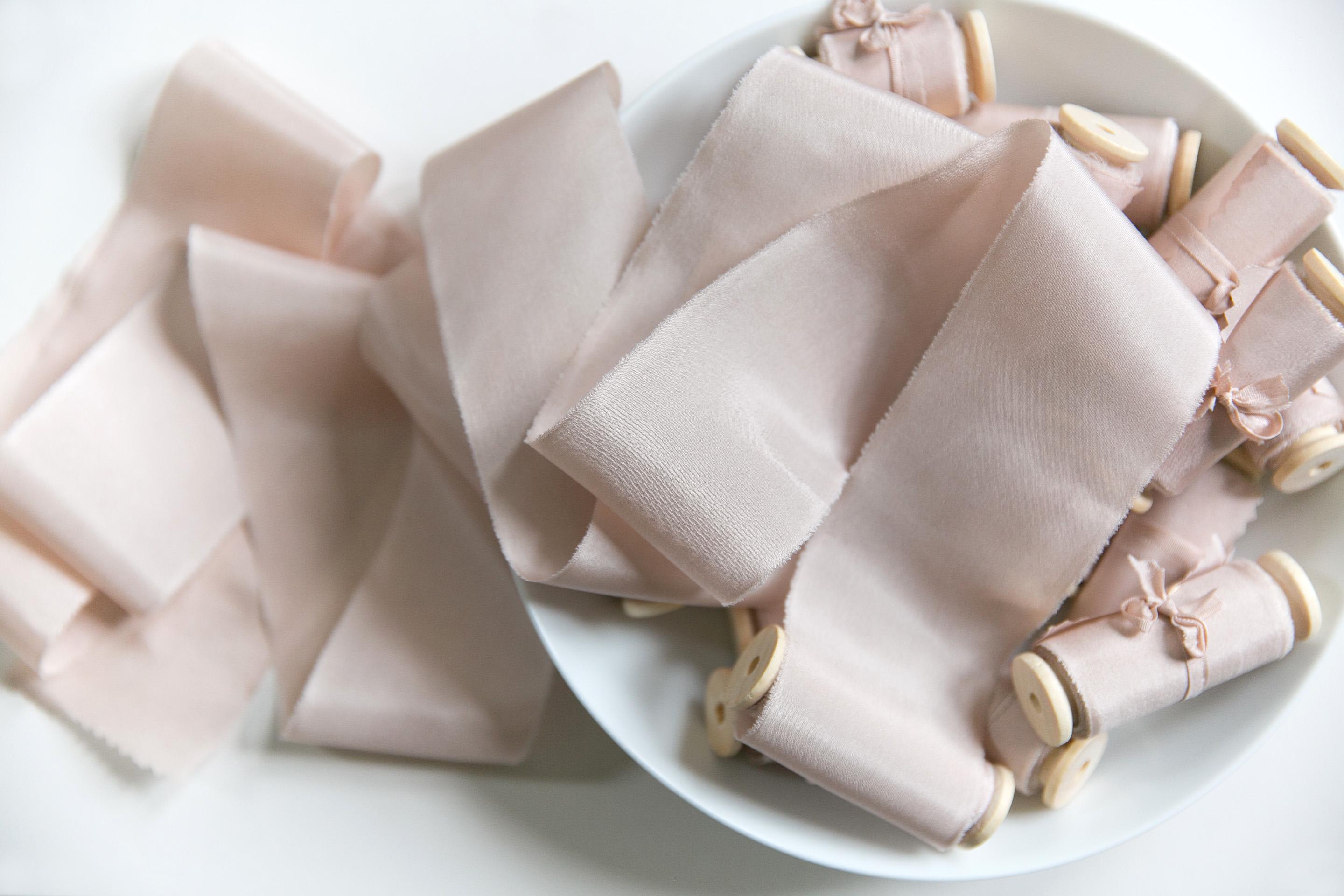 Nastro di seta, nastro di seta tinto a mano color champagne rosa, nastri di seta, nastri di seta tinti a mano, nastro di seta pura al 100%, nastro da