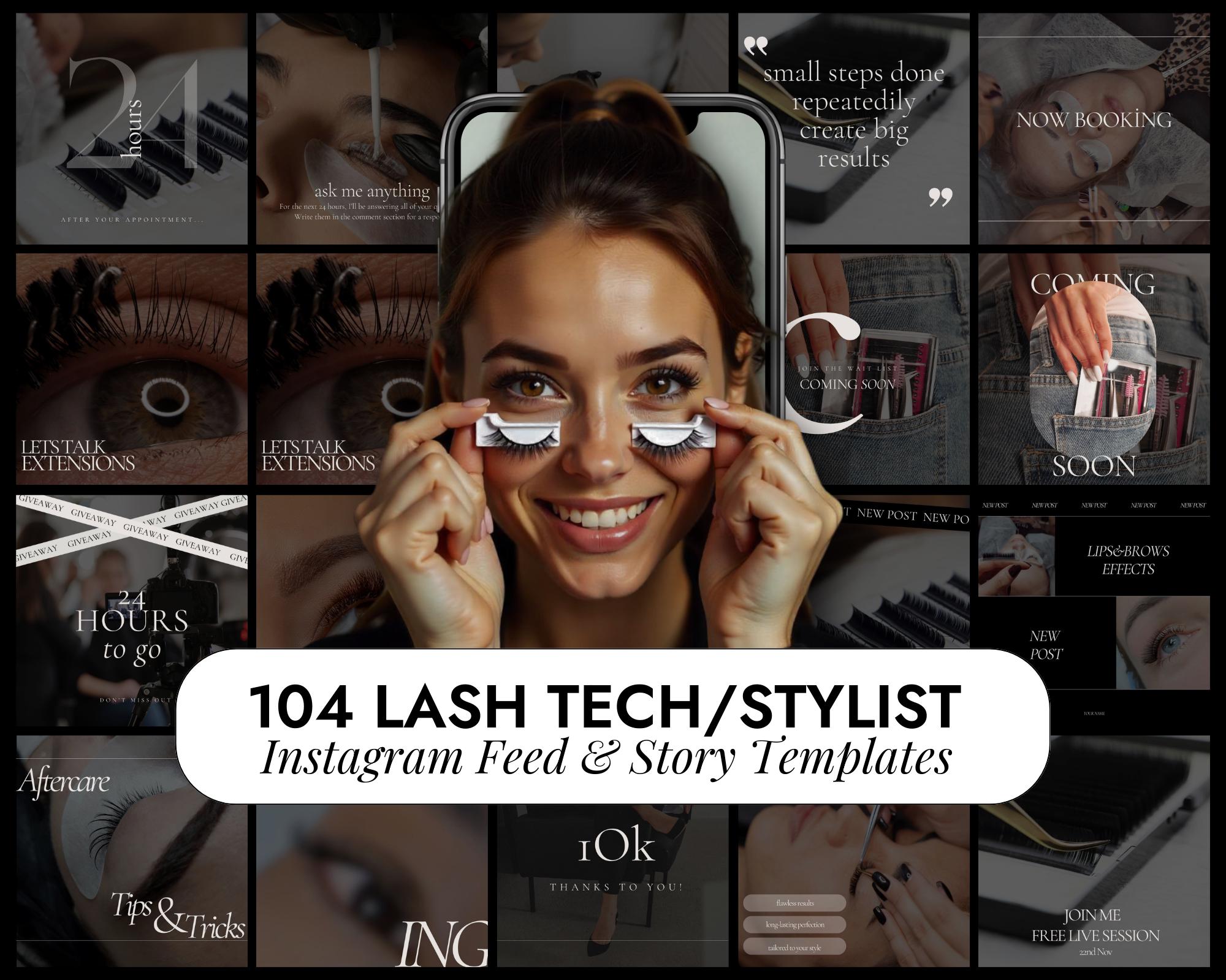 Modelli di post per stilista di ciglia / Modello Instagram per artista Lash Tech / Post su Instagram Lash Tech / Social media Lash Tech / Post per est