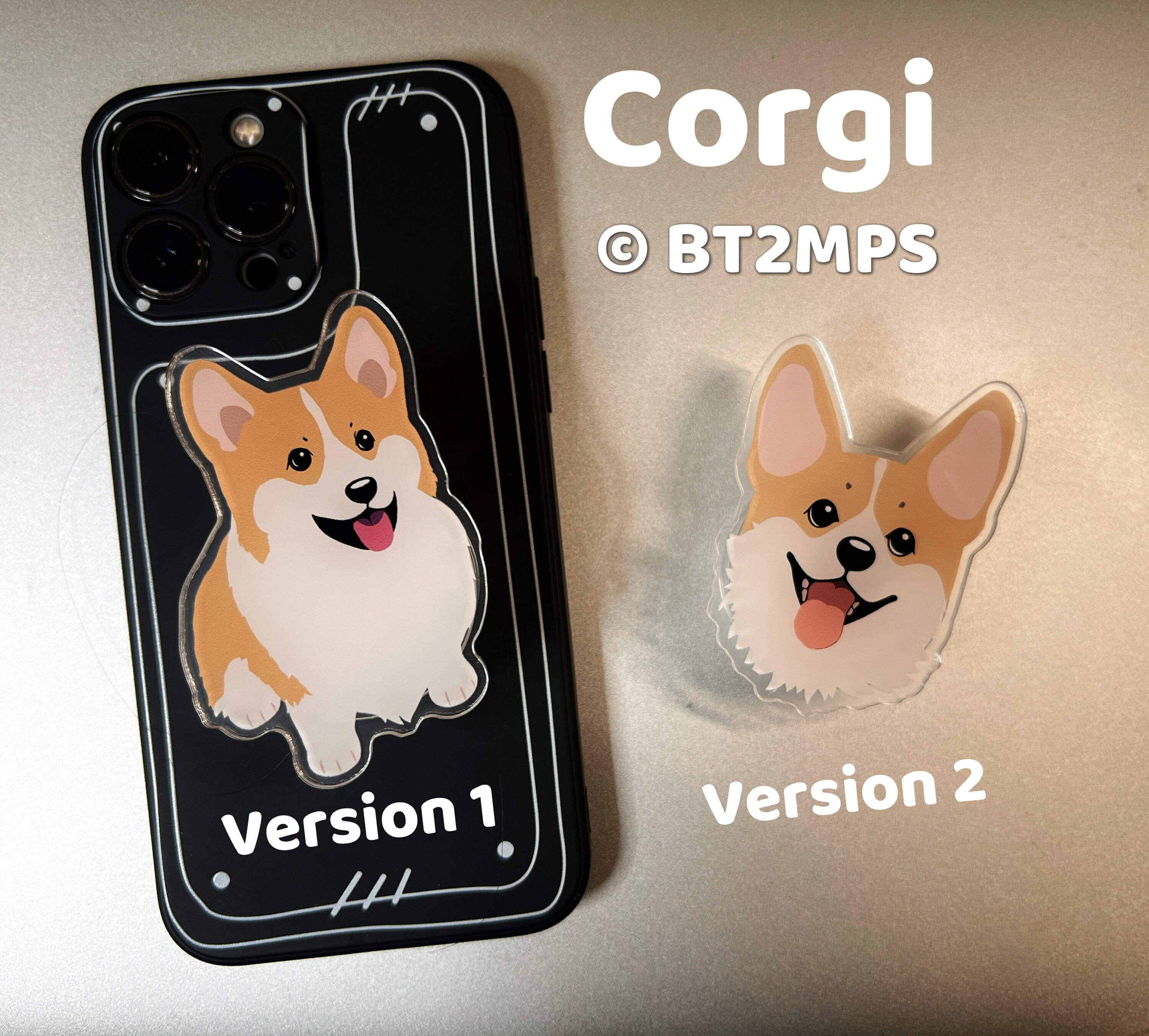 BT2MPS Corgi Supporto per telefono in acrilico / Supporto per iPhone / Supporto per telefono cellulare / MagSafe