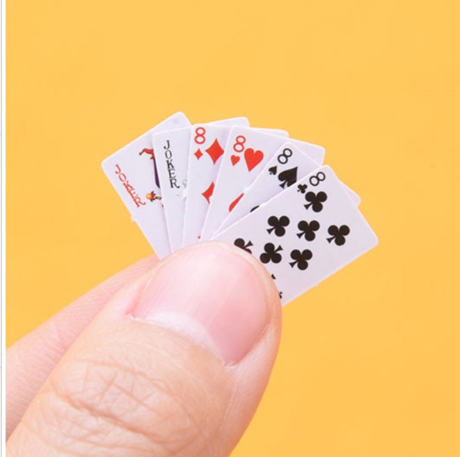 Carte da gioco in miniatura per casa delle bambole, carte da poker, miniature per casa delle bambole, accessori per fotografia, giochi per bambole