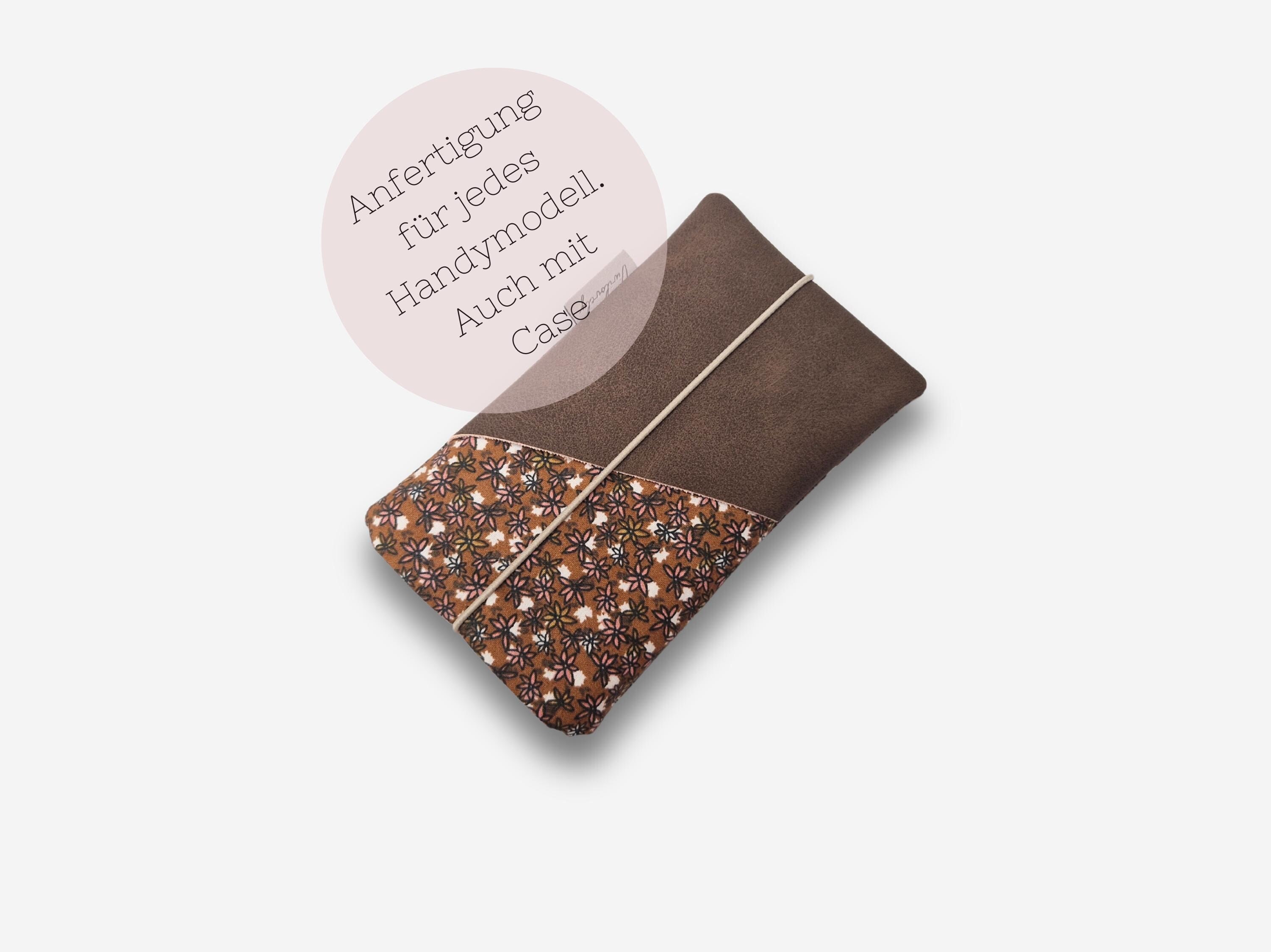 Custodia per telefono in similpelle marrone con slot per carte | floreale | ad esempio per iPhone 15 / 14 Pro Max | Samsung Galaxy S24 / S21 FE.