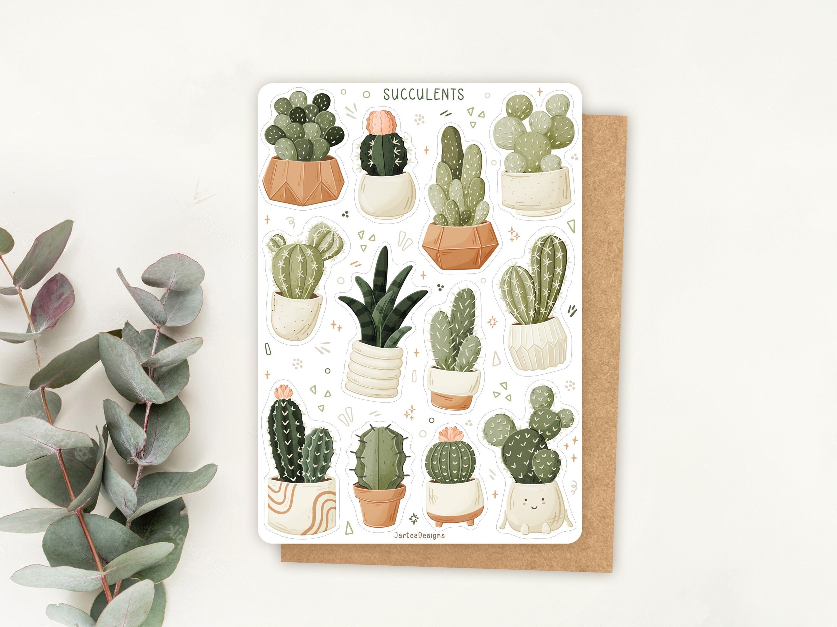 Foglio di adesivi: adesivi cactus / foglio di adesivi succulenti / foglio di adesivi piante / foglio di adesivi per planner / adesivi per diario