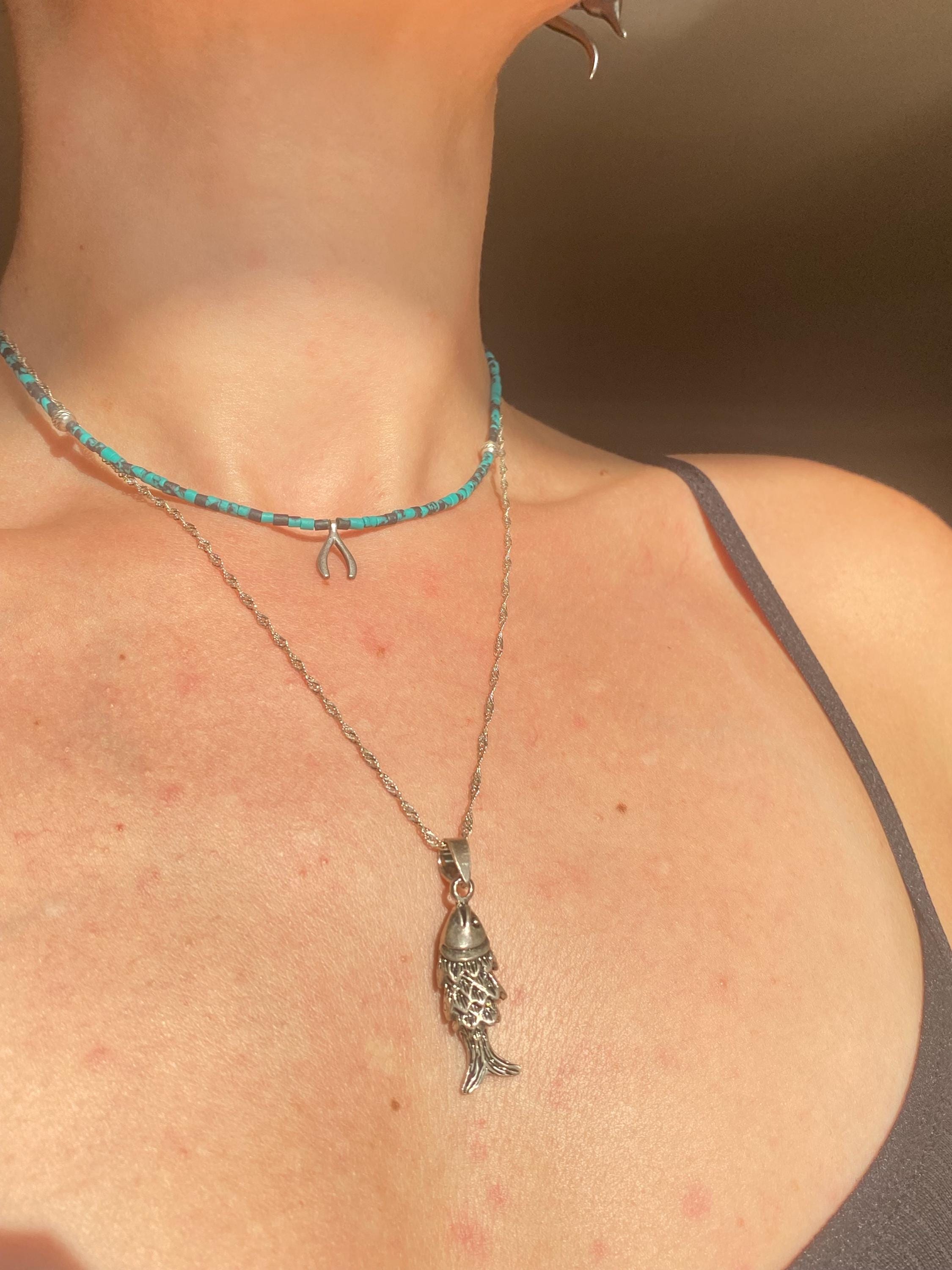 Collana con pesce mobile in argento sterling 925, collana con pesce salmone articolato, ciondolo con pesce in argento 3D, collana per amanti del mare,