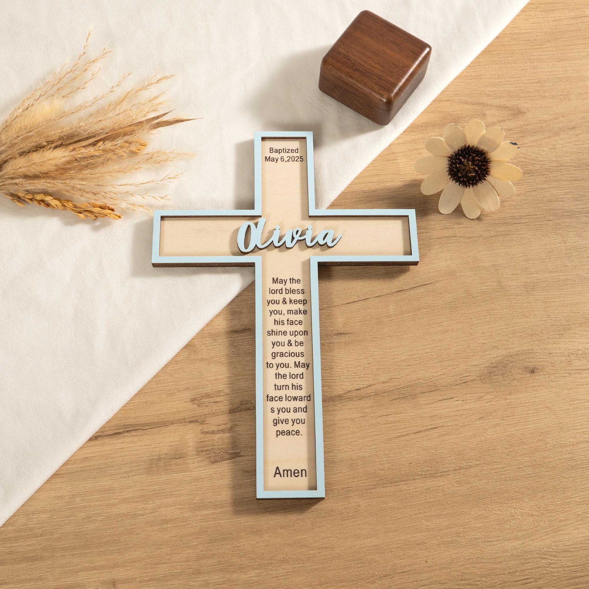 Croce battesimale personalizzata con nome, croce battesimale in legno personalizzata, regali per il battesimo di bambina e bambino, regali per il batt