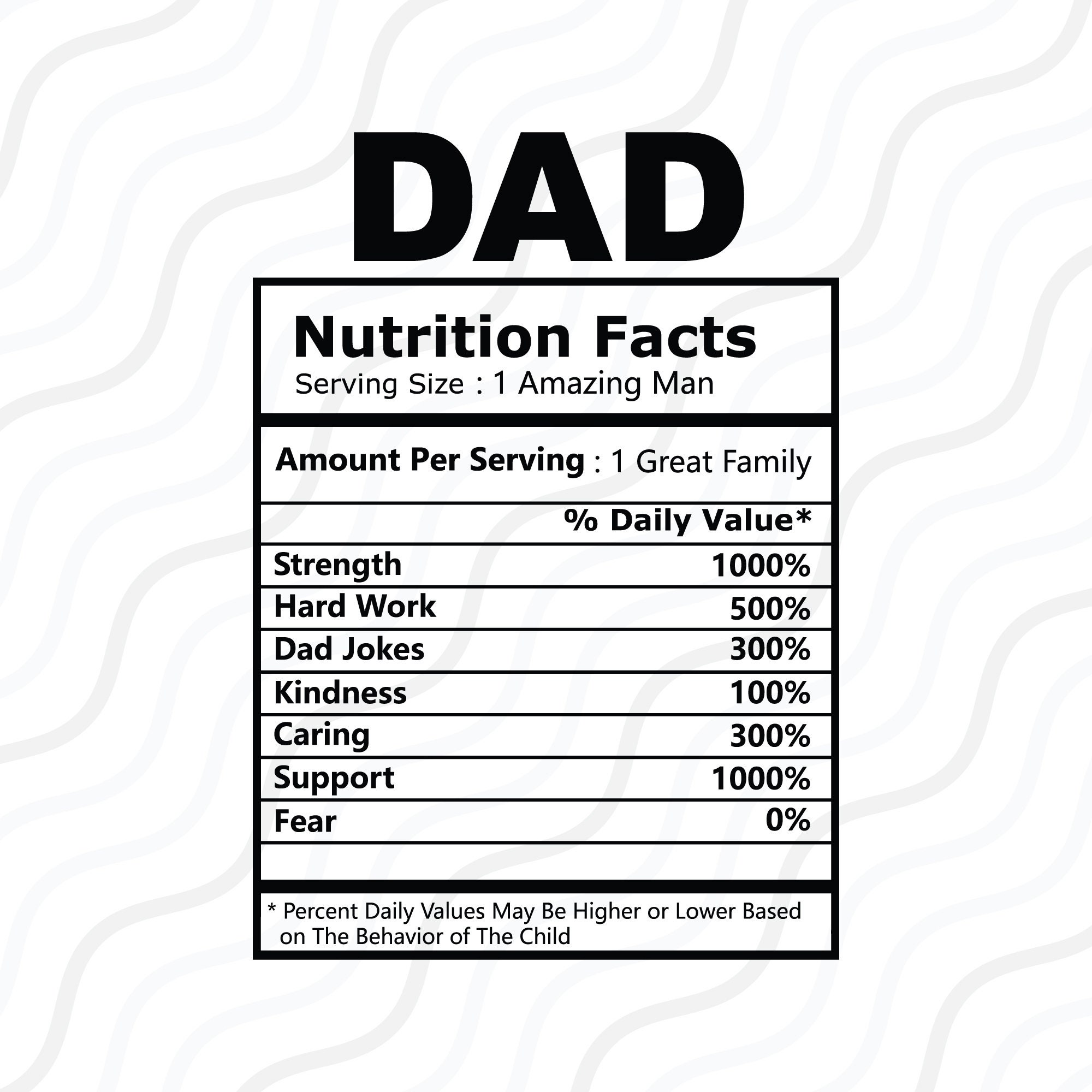 Informazioni nutrizionali del papà SVG, papà Svg, Informazioni nutrizionali SVG Tabella di taglio Design,svg,dxf,png Da usare con Silhouette Studio e