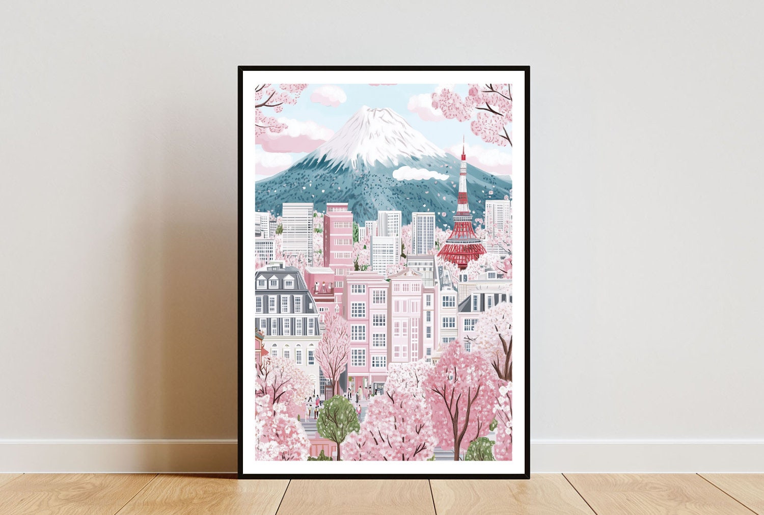Poster di Tokyo, stampa giapponese, arte murale giapponese, poster di viaggio, stampa di Tokyo, Tokyo, Giappone, arte murale della Torre di Tokyo, art