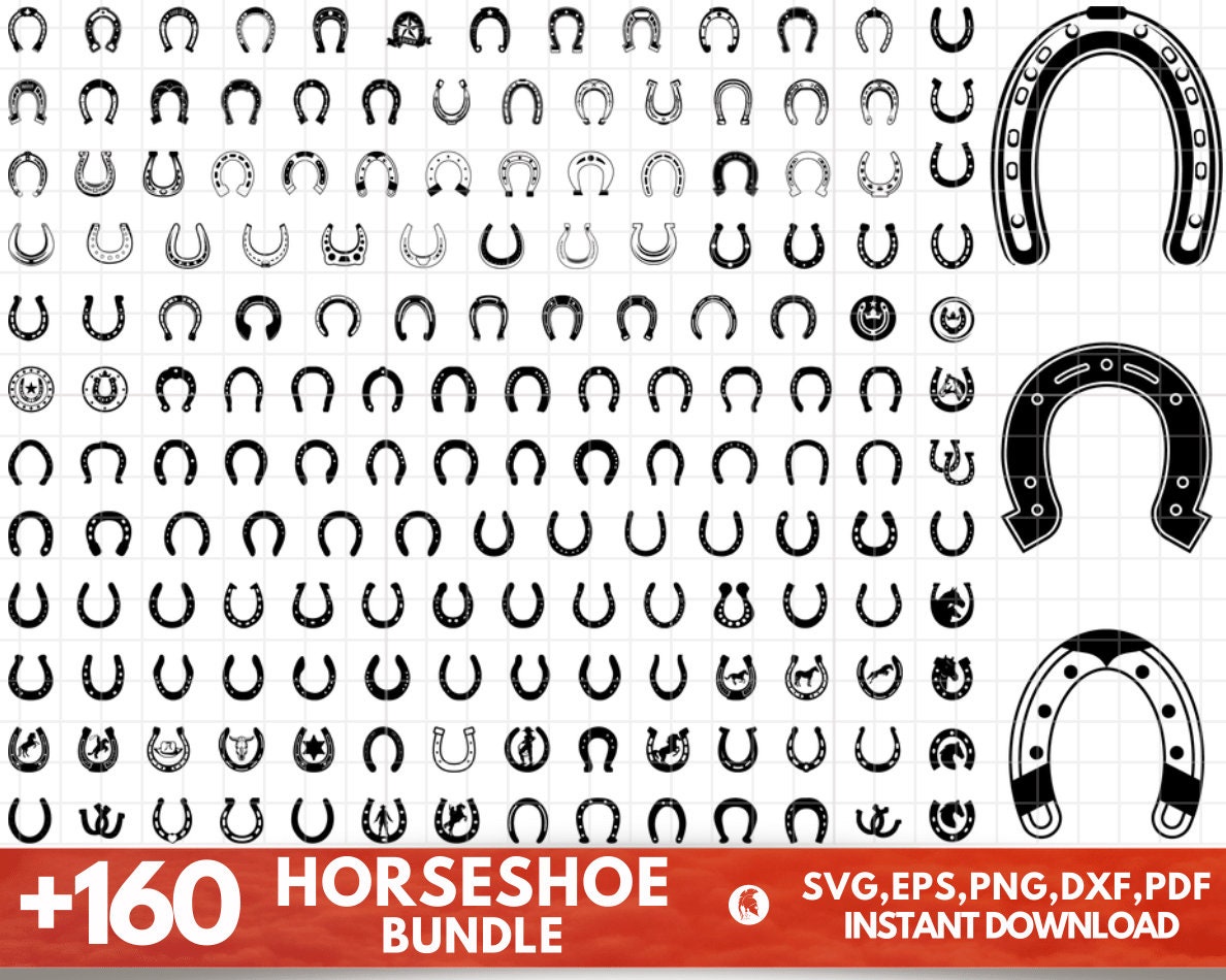 Pacchetto SVG di ferro di cavallo, pacchetto PNG di ferro di cavallo, clipart di ferro di cavallo, file di taglio SVG di ferro di cavallo per Cricut,
