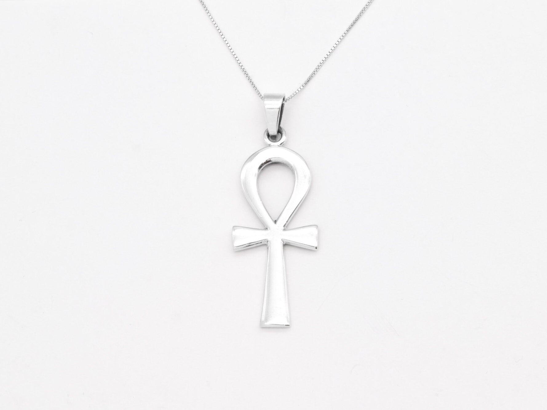 Collana con croce in argento, ciondolo Ankh, collana egizia, collana con croce grande, collana antica, ciondolo importante, argento di Adina
