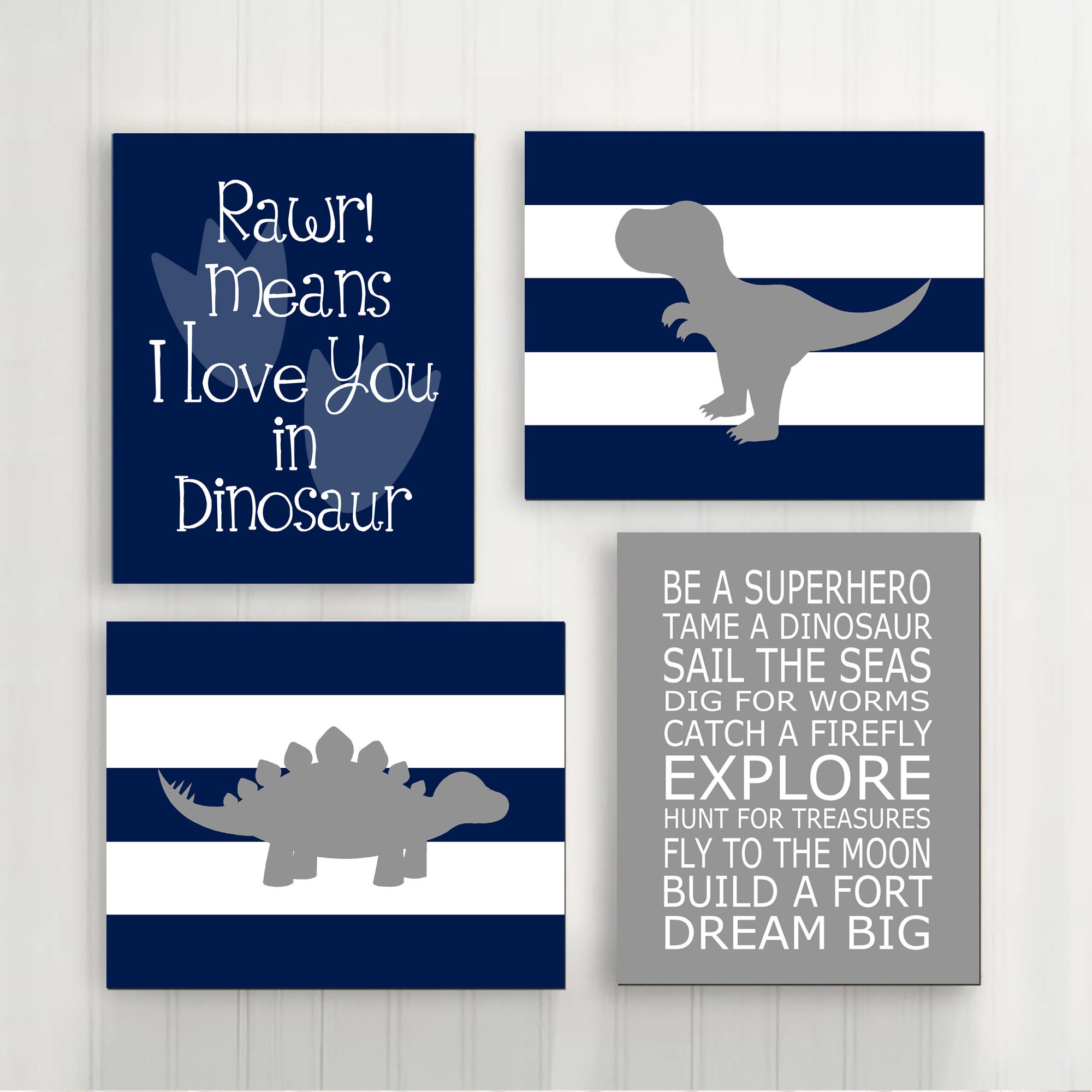 Decorazione murale per cameretta dei bambini con dinosauri, decorazione per cameretta dei bambini con dinosauri, arte per cameretta dei bambini con di
