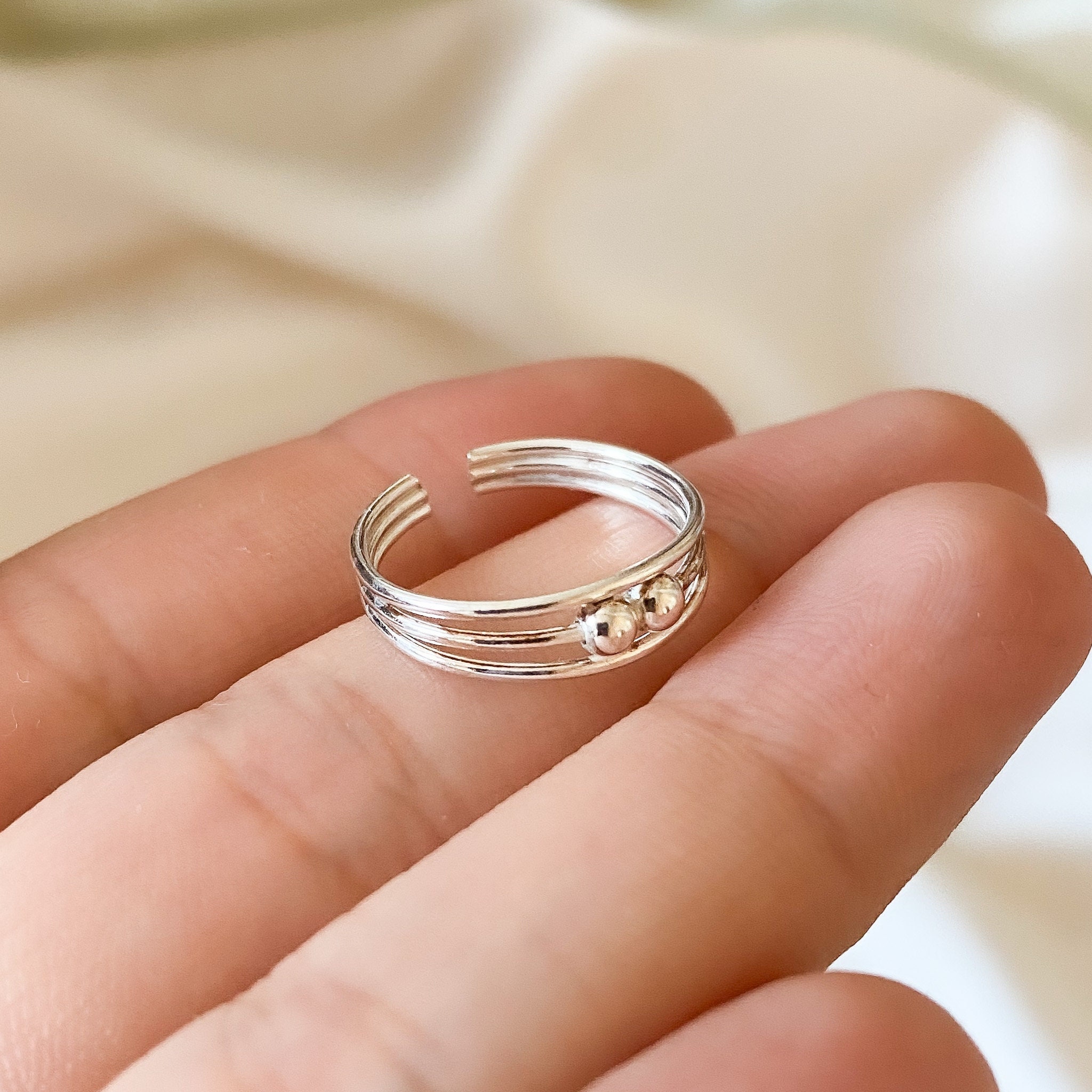 Anello triplo in argento sterling, anello regolabile, anello in argento, argento sterling, anelli per le dita, anello delicato, anello midi in argento