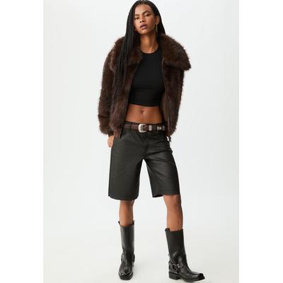 Stradivarius Faux fur jacket Brown XL