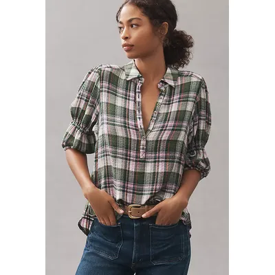 Pilcro Bubble-Sleeve Henley Top