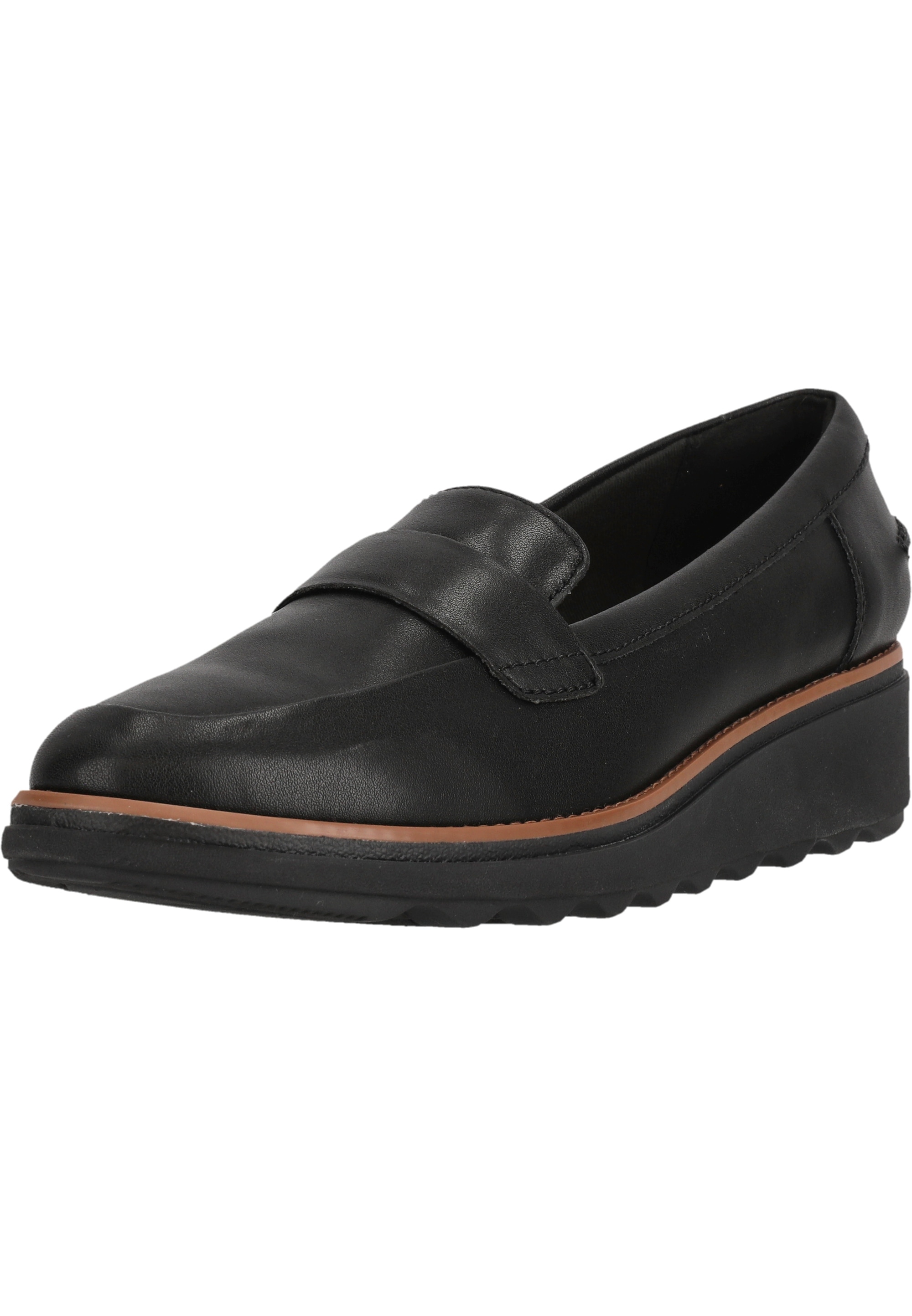 Slipper CLARKS "Sharon Gracie", Damen, Gr. 37,5, schwarz, Leder, Klassisch, Schuhe, mit extra Stoßdämpfung für ultimativen Komfort