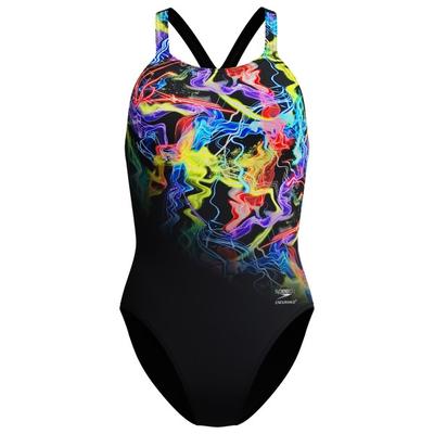 Speedo - Women's Placement Printed Powerback - Badeanzug Gr 44 schwarz Image